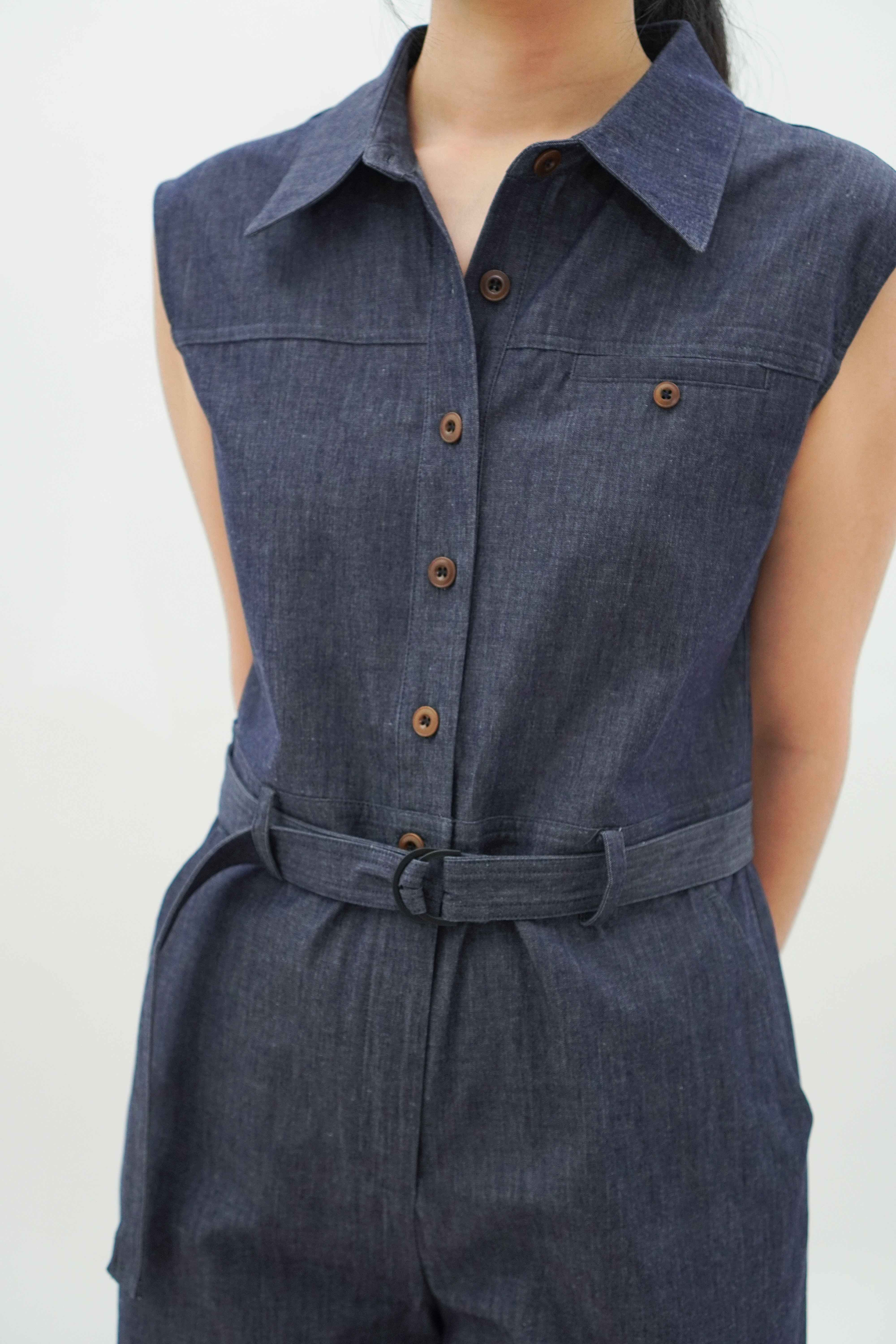 亚麻牛仔工装连体裤 Linen Denim Jumpsuits