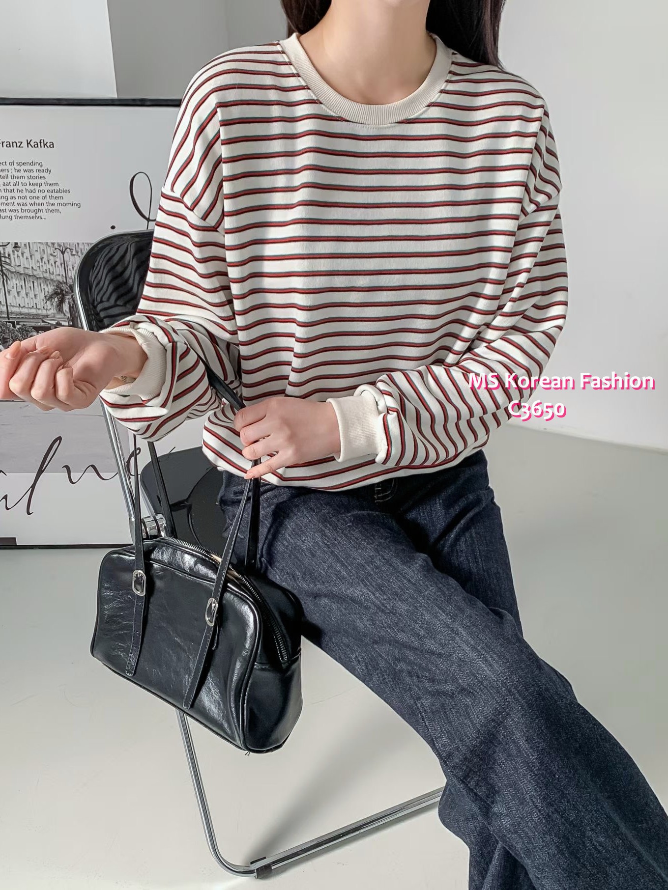 C3650 韓國🇰🇷靚色橫間top