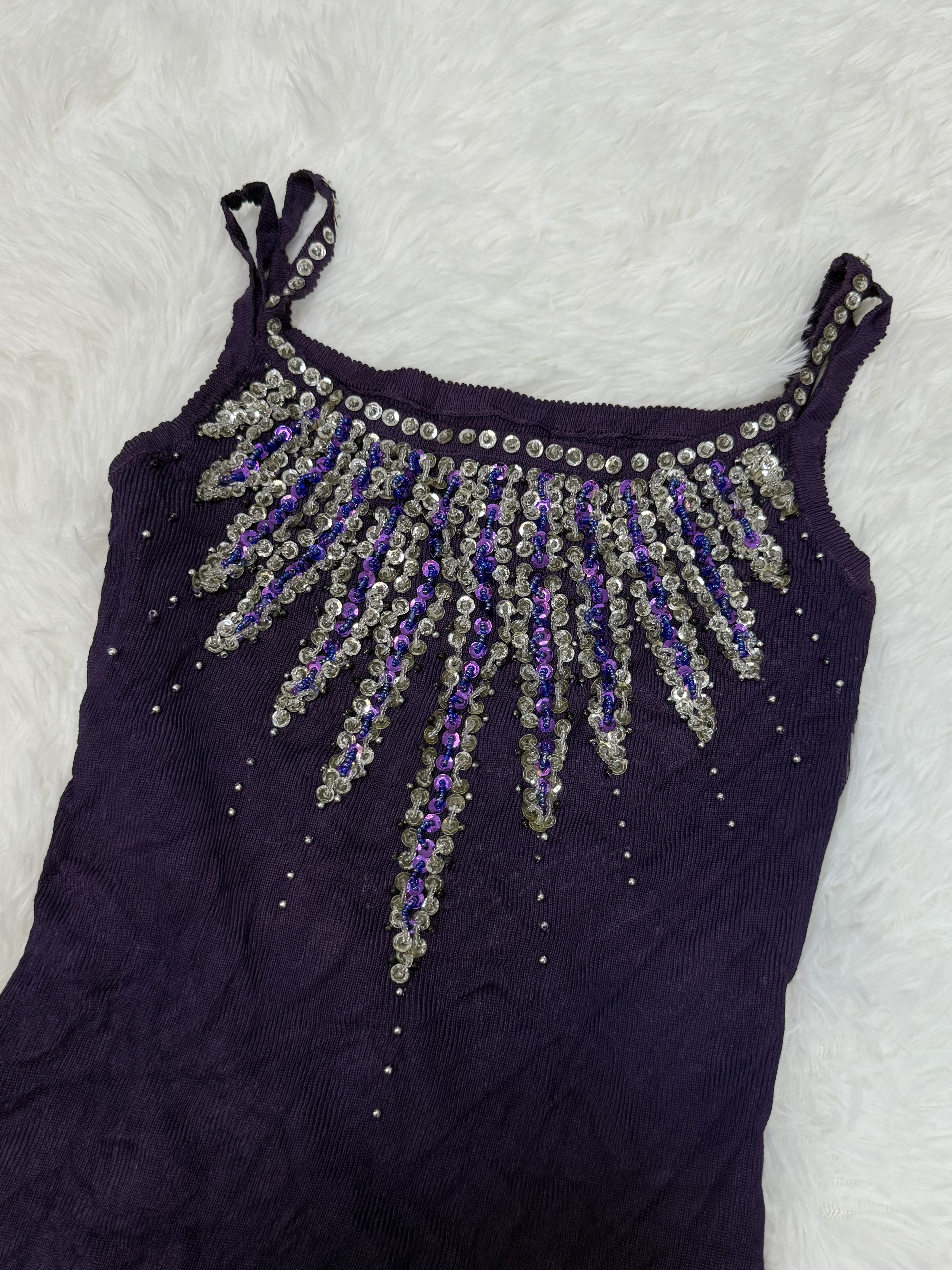 Y2k Subculture Purple Sequins Codrey Cami