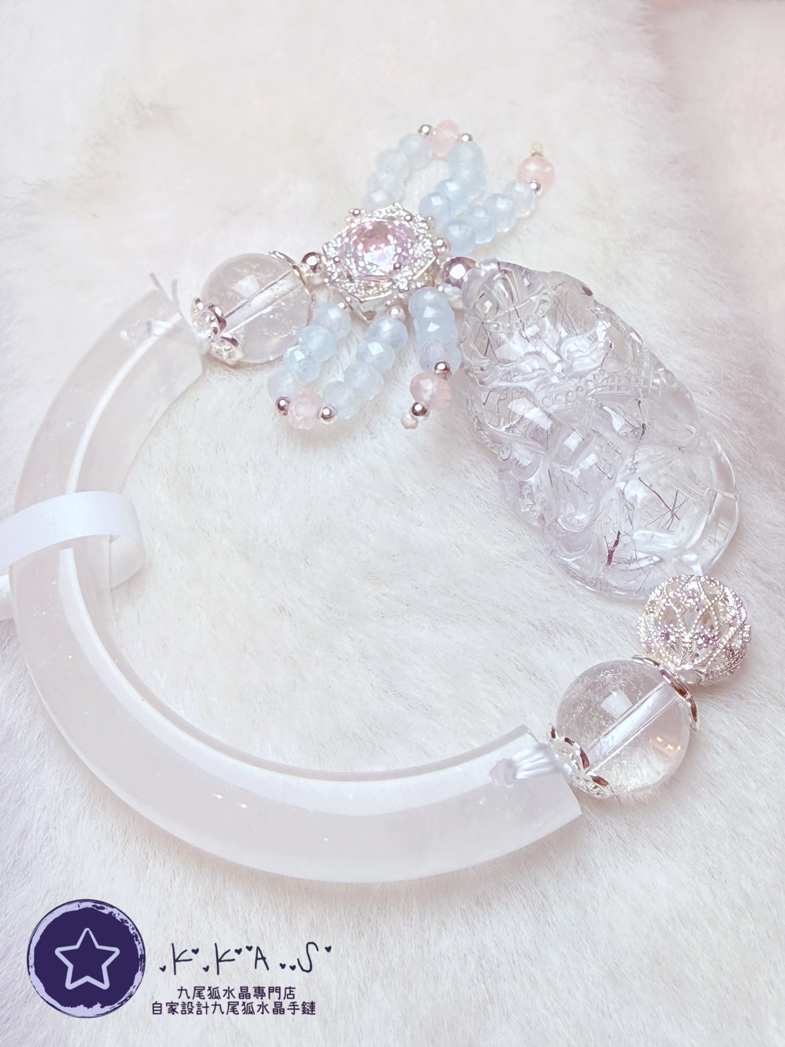 K00596 黑髮晶 寶劍狐 自家設計手鏈