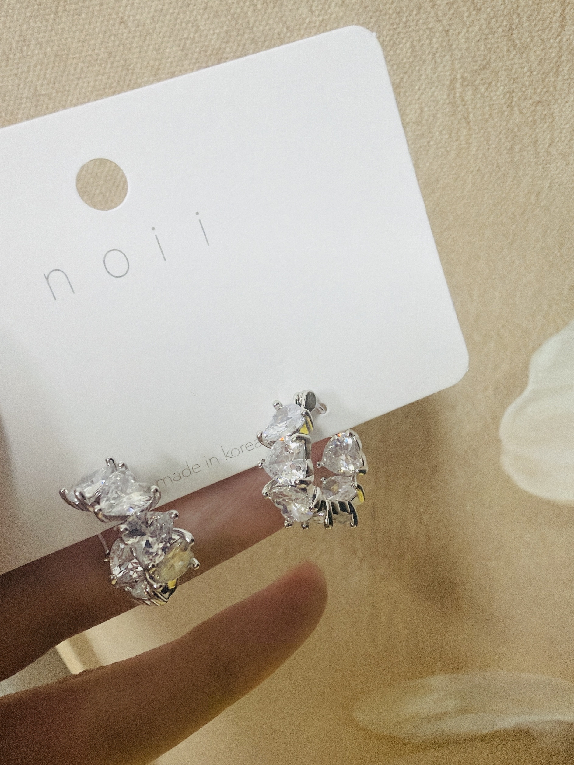 水晶心心形耳環 earrings 