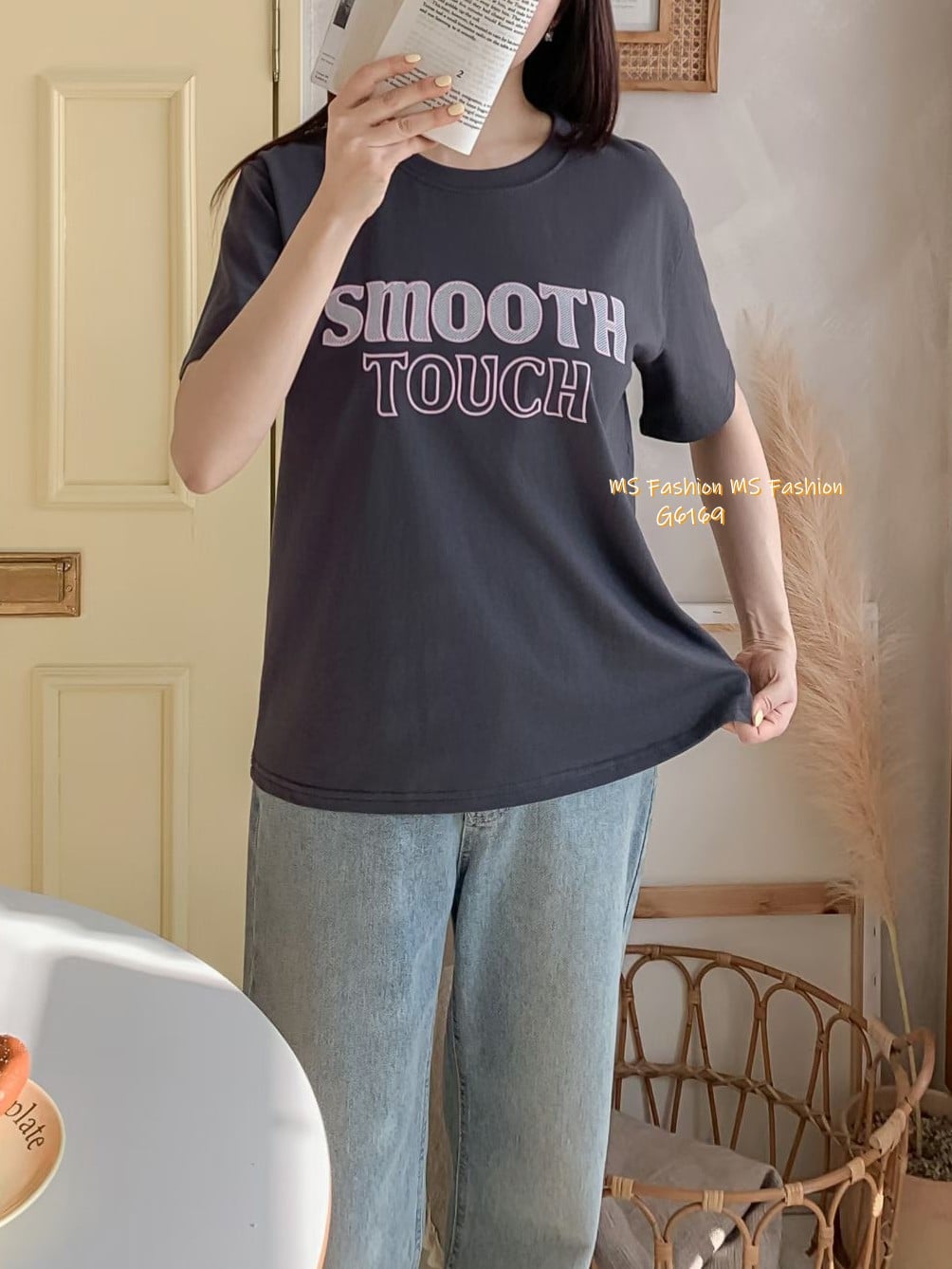 G6169 韓國🇰🇷拼色條紋字母top