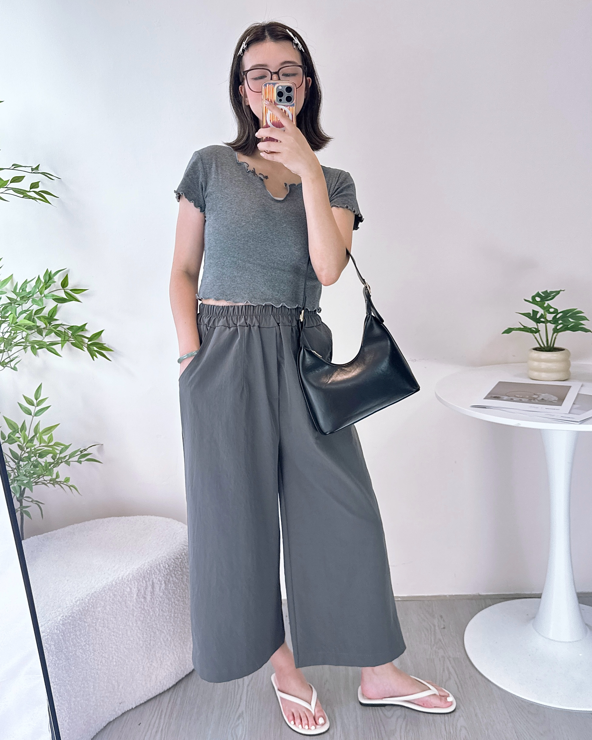 全橡筋腰極輕速乾料闊褲 4色