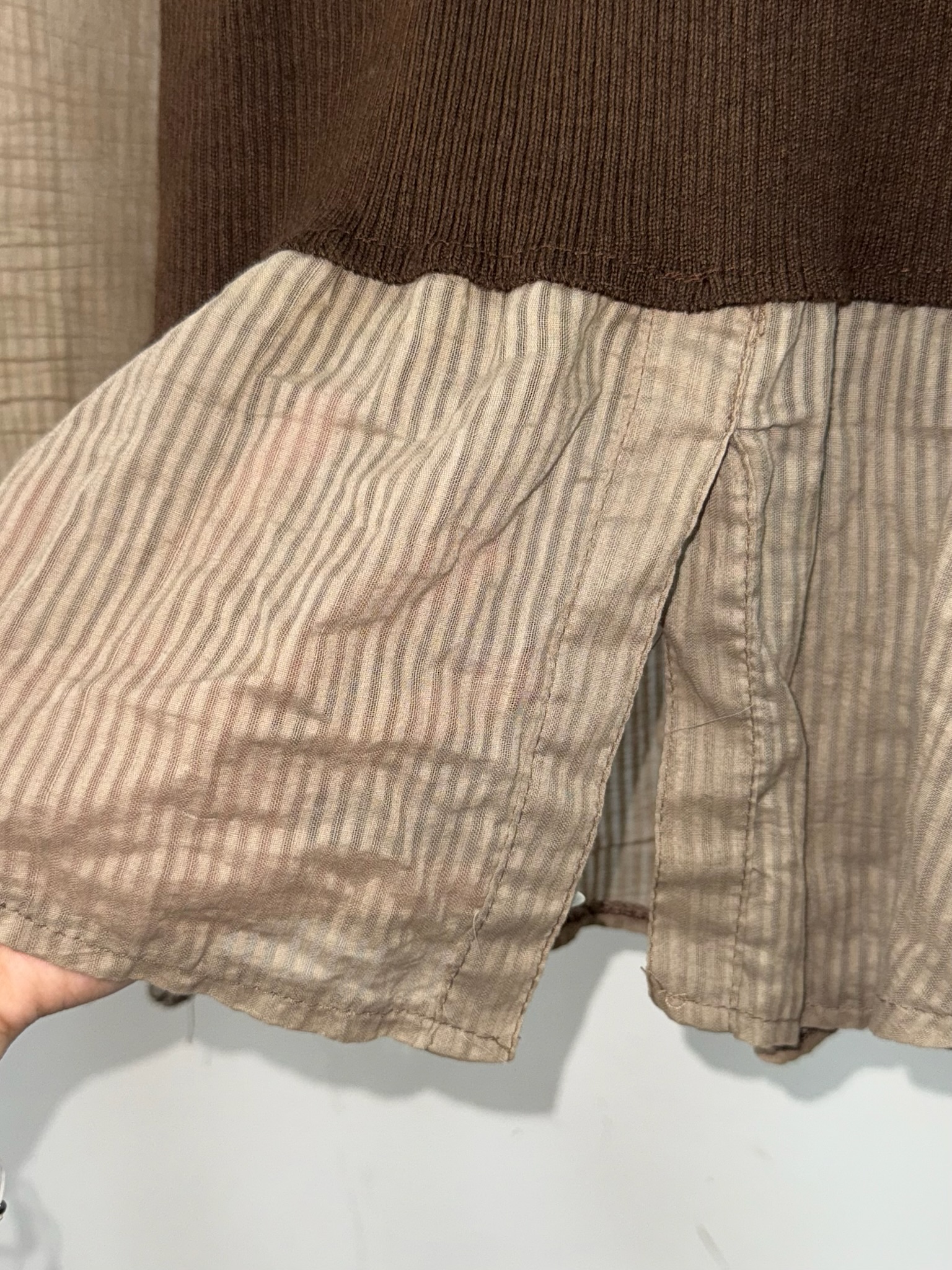 Vintage Fairycore Brown Layered Knit Top