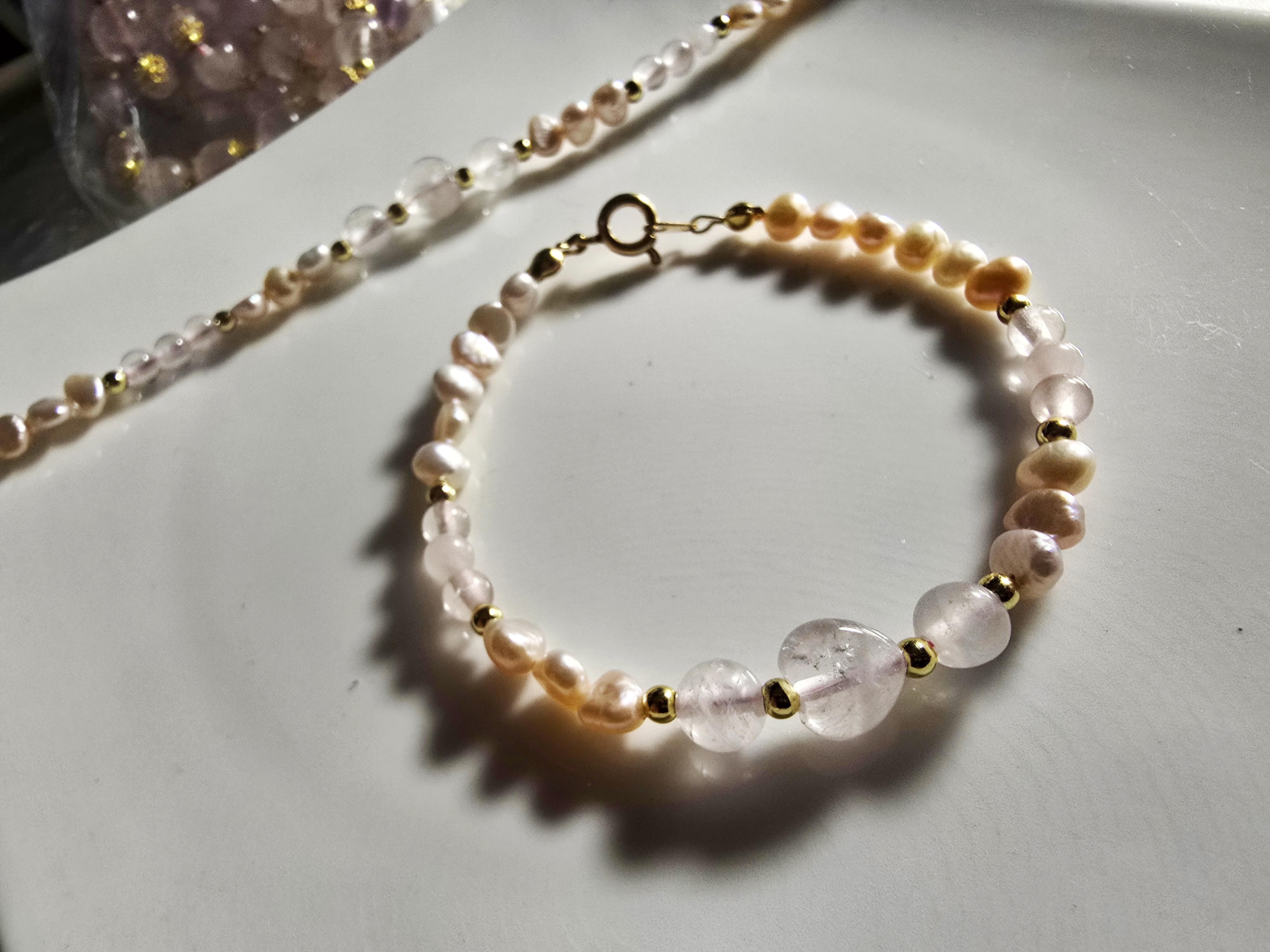 FWP0125-16  天然珍珠粉晶復古手鏈