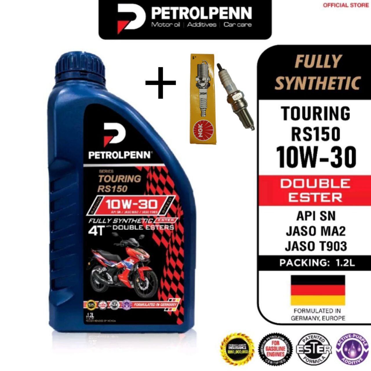 Petolpenn Touring RS150 4T 10W-40 / 10W-30 / 15W-50 Fully Synthetic Double Ester 1.2L Motorcycle Engine Oil Recommended by HONDA