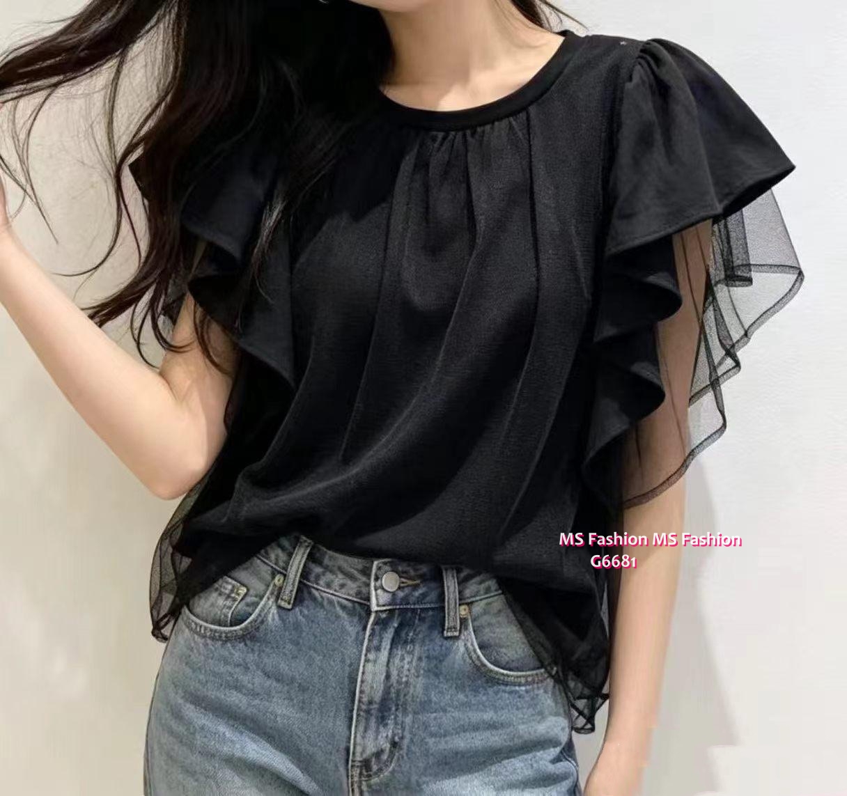 G6681 ruffle袖紗top