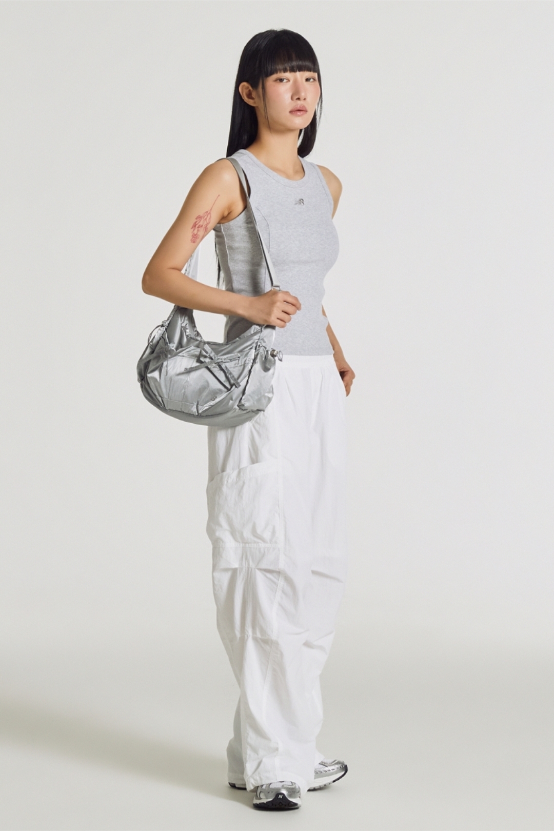 New Balance Glossy Ribbon Hobo Bag Silver