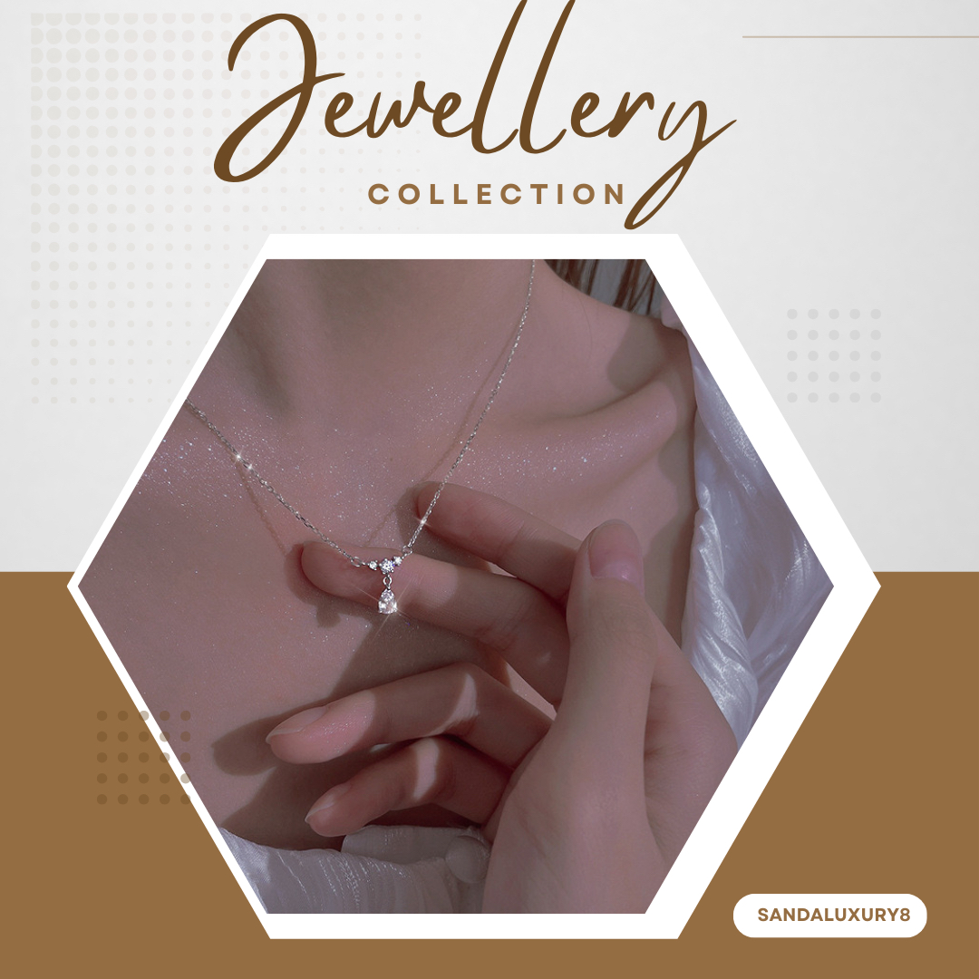 Simple Teardrop Necklace with Cubic Zirconia for Women - Minimalist Everyday Jewelry - Silver Chain  Sandal Luxury 8