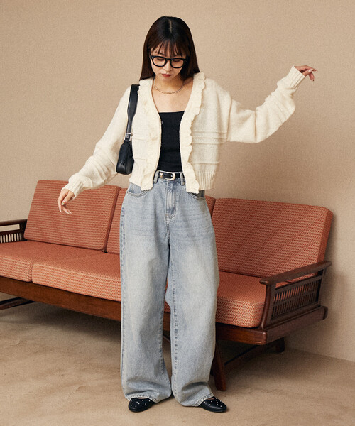 荷葉邊針織短外套