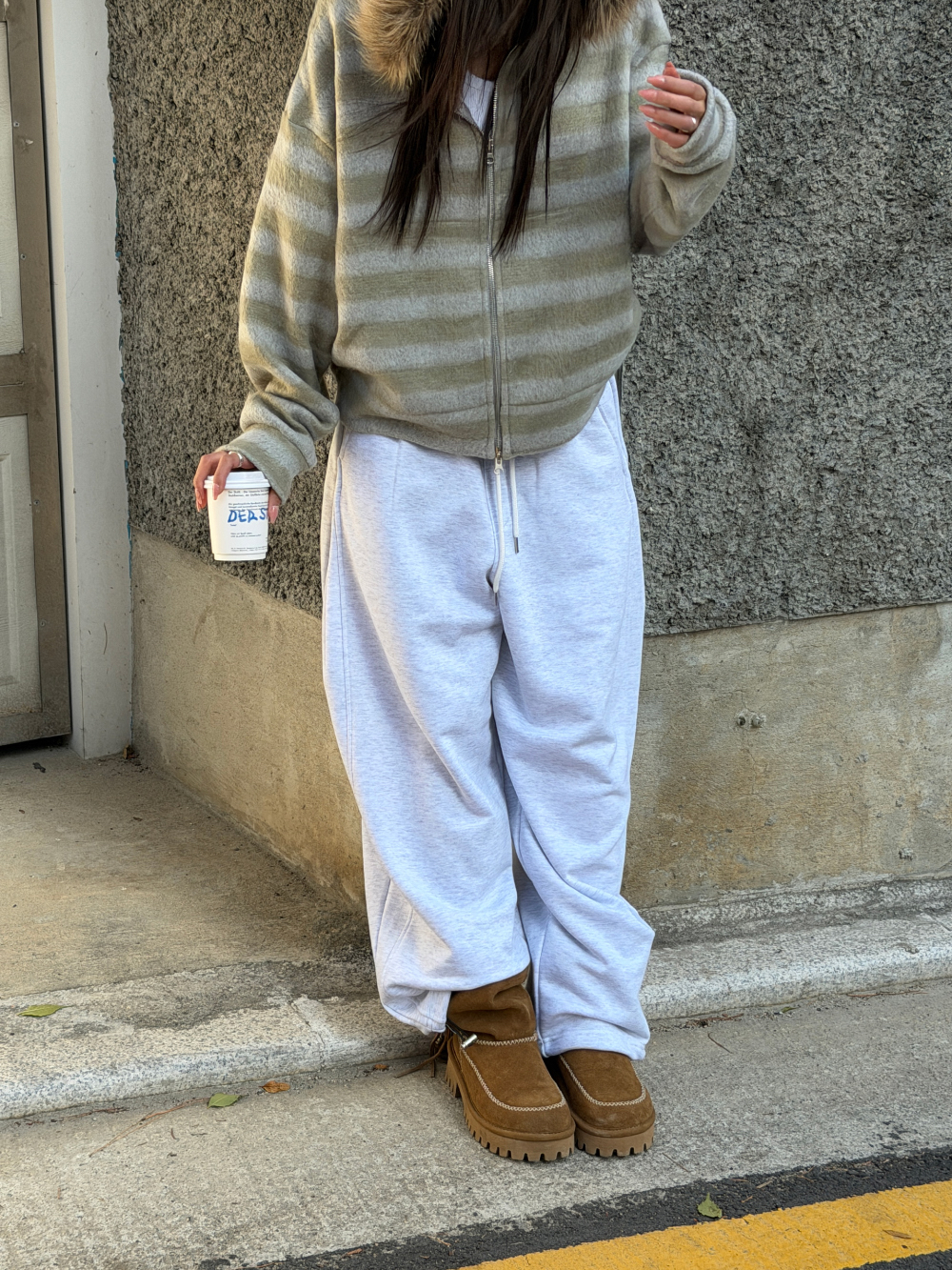 Striped Faux Fur Zip Hoodie(Unisex)