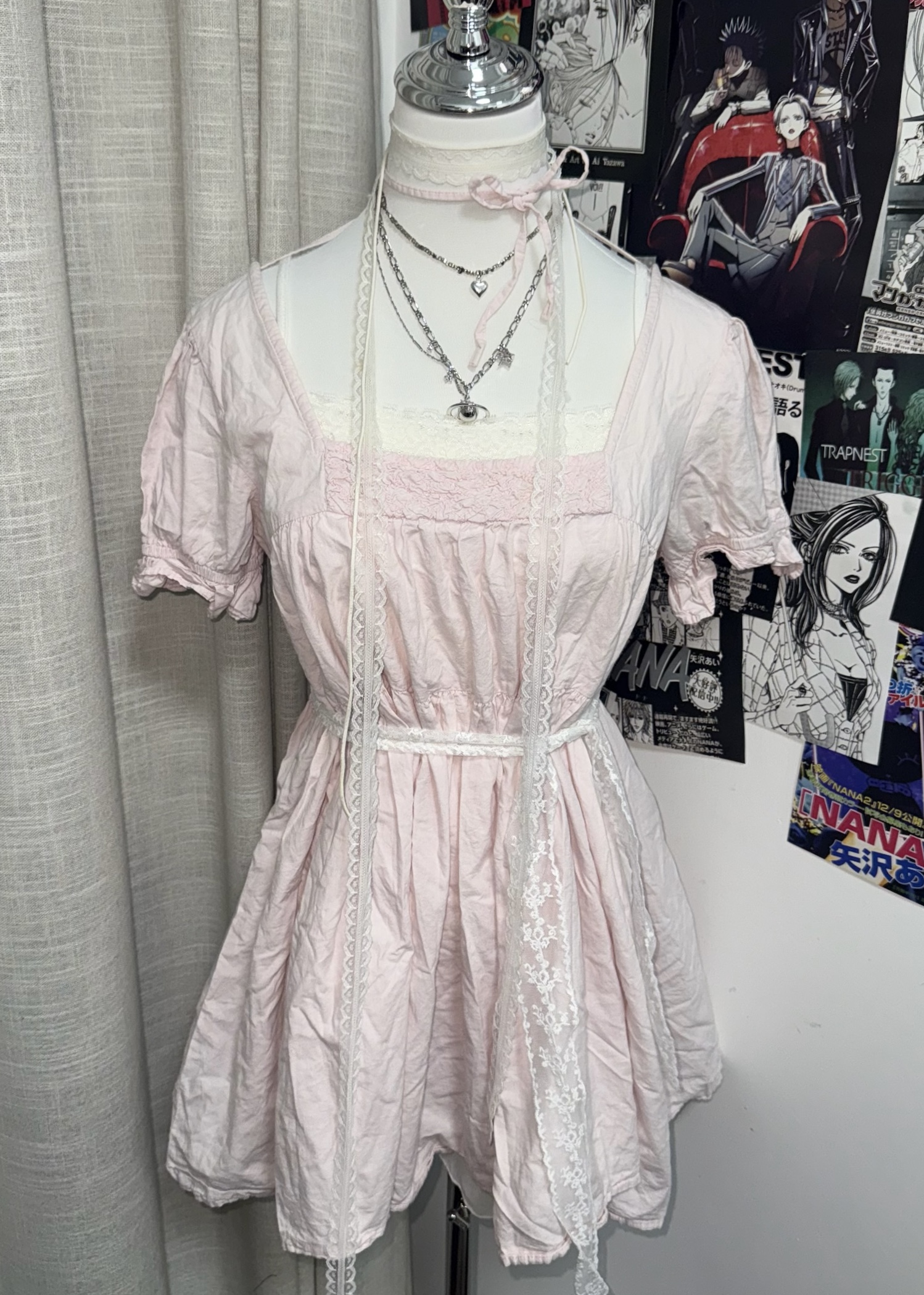 Pink Square Neck Babydoll Dress/Top