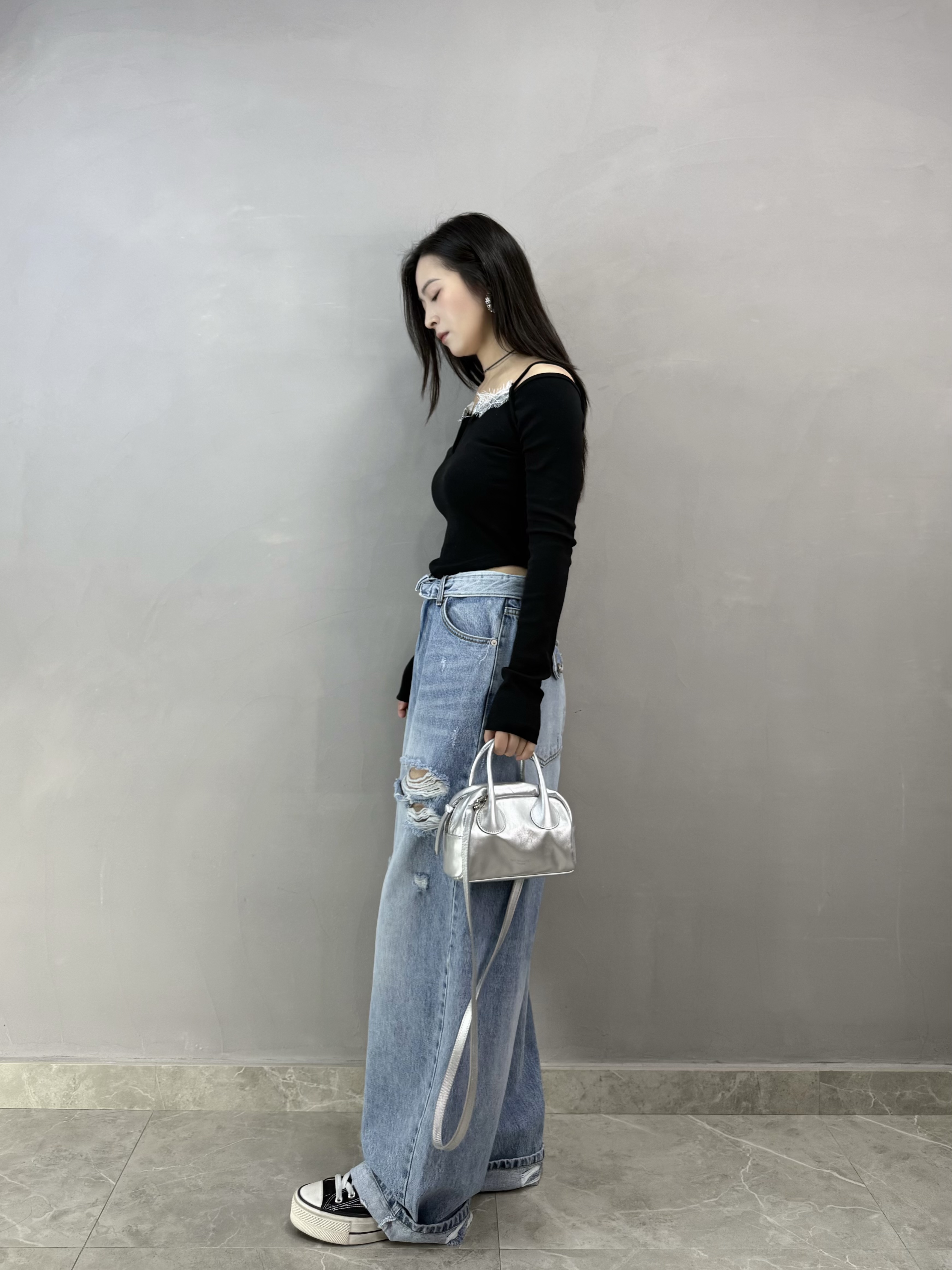 H84 反腰爛牛仔褲