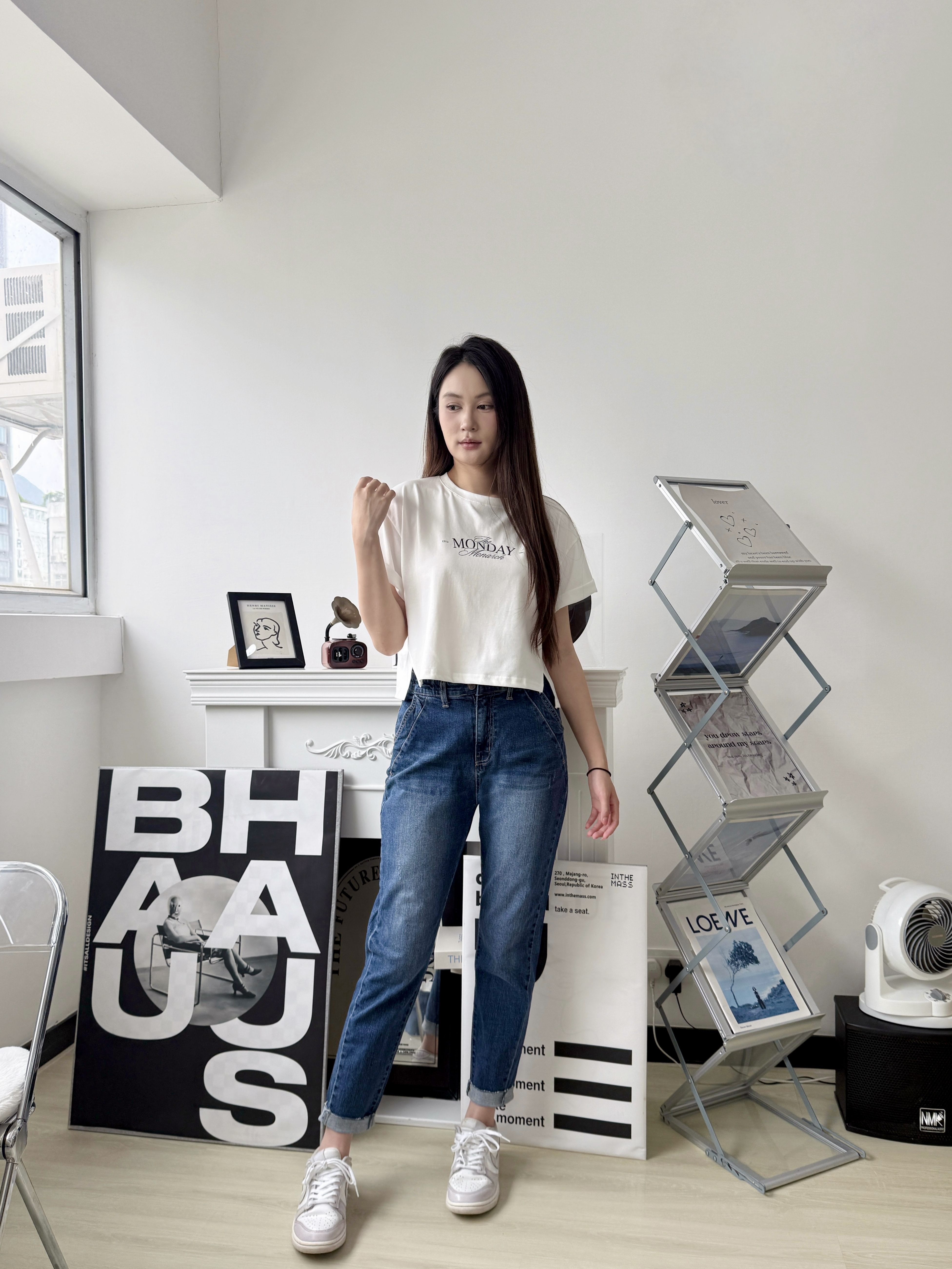 🇰🇷深藍鬆身牛仔褲 (61409) 