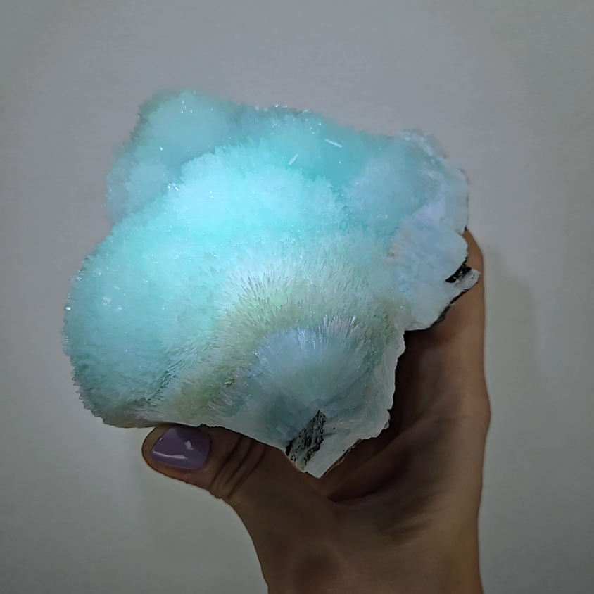 Blue aragonite needle cluster with botryoidal formations - AR54