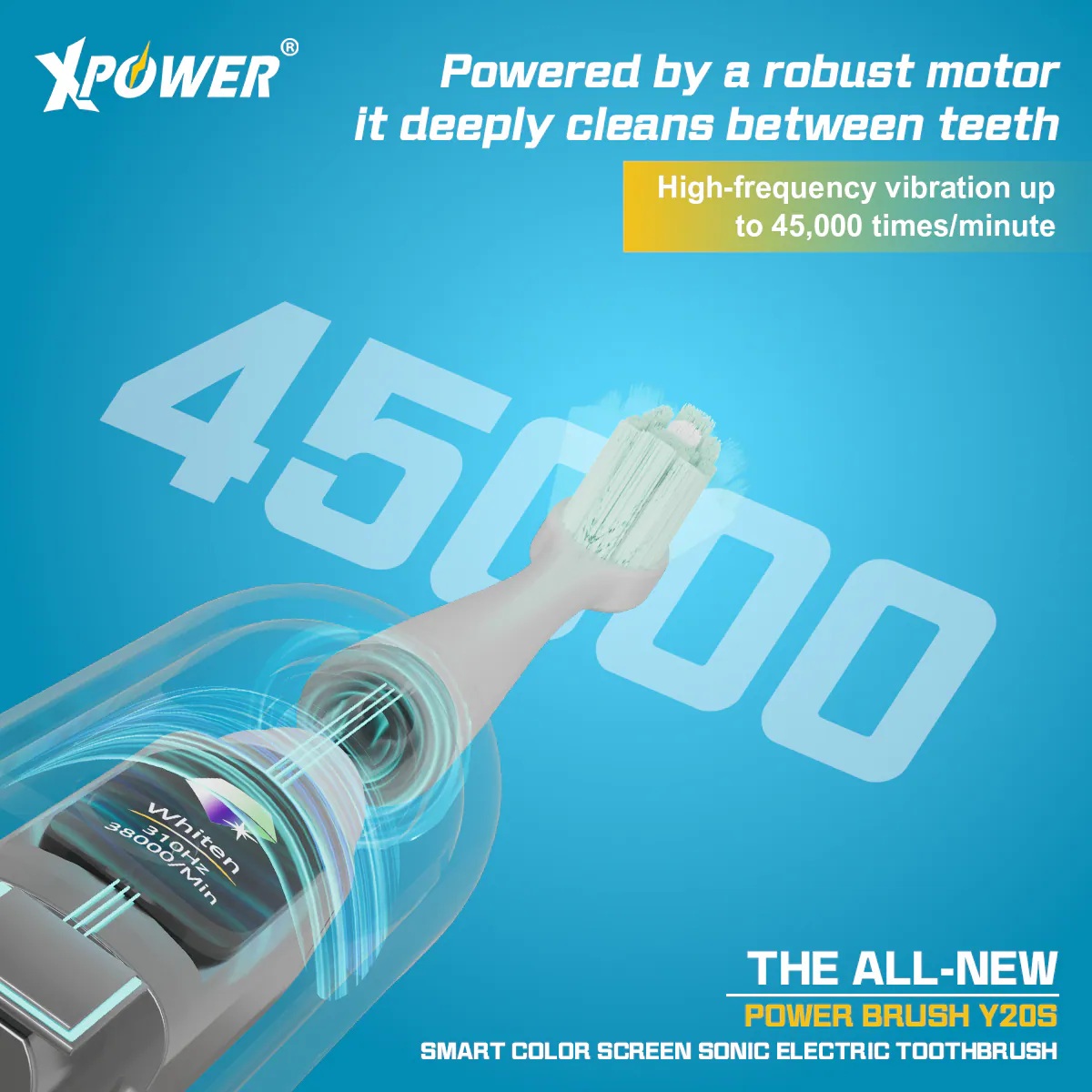 XPower 全新一代 Power Brush Y20S 智能彩屏聲波電動牙刷