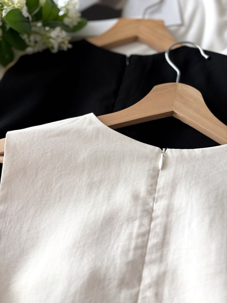 Gathered Waist Tie Dress (Black)