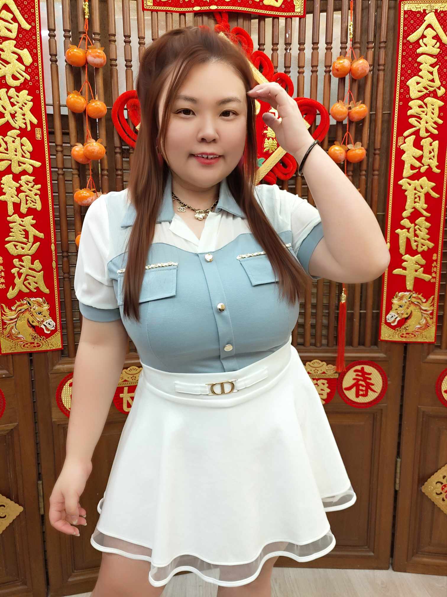 NJA14 TW#3832 小香风网纱袖上衣