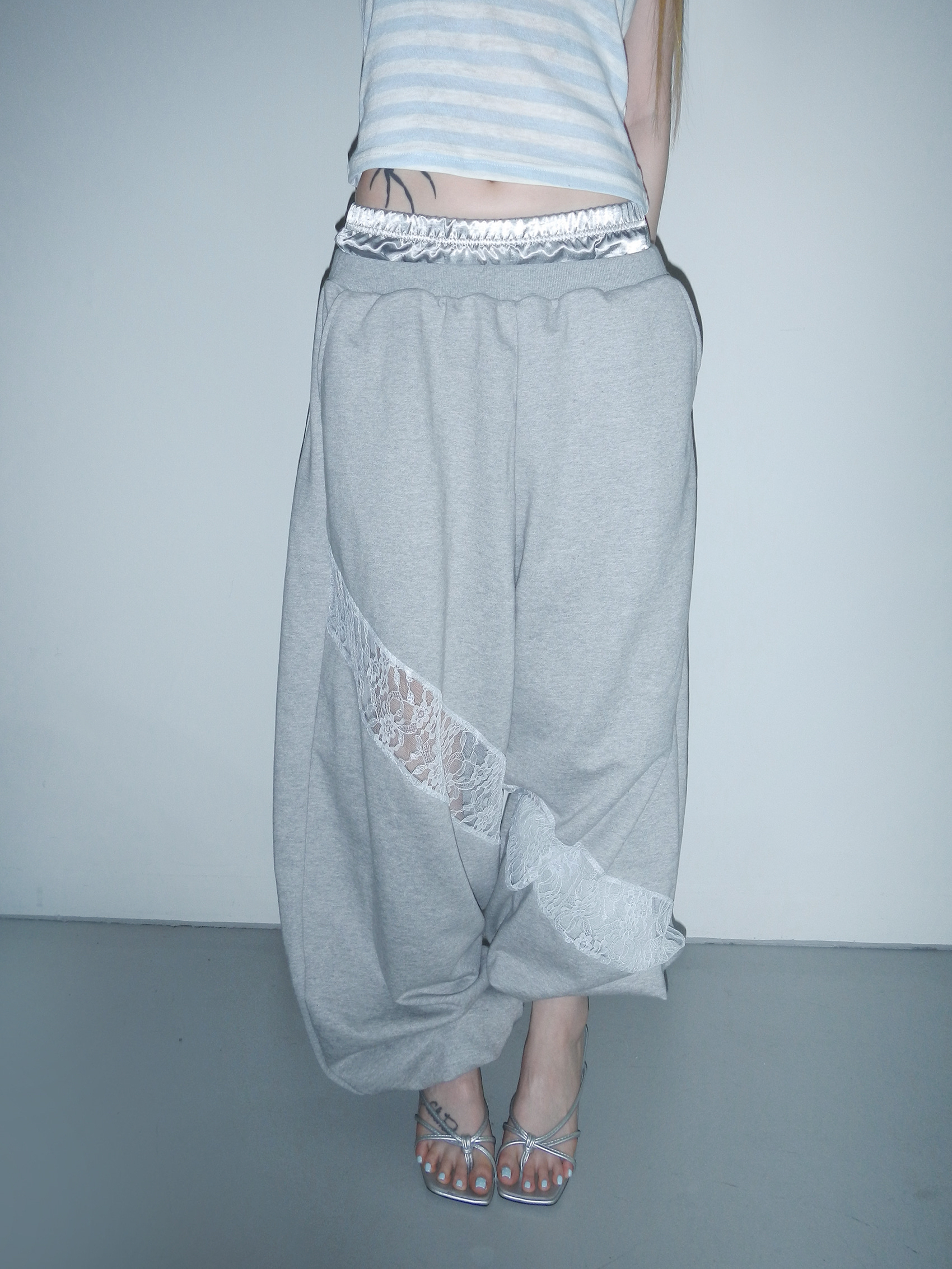 Double-Waist Lace Sweatpants