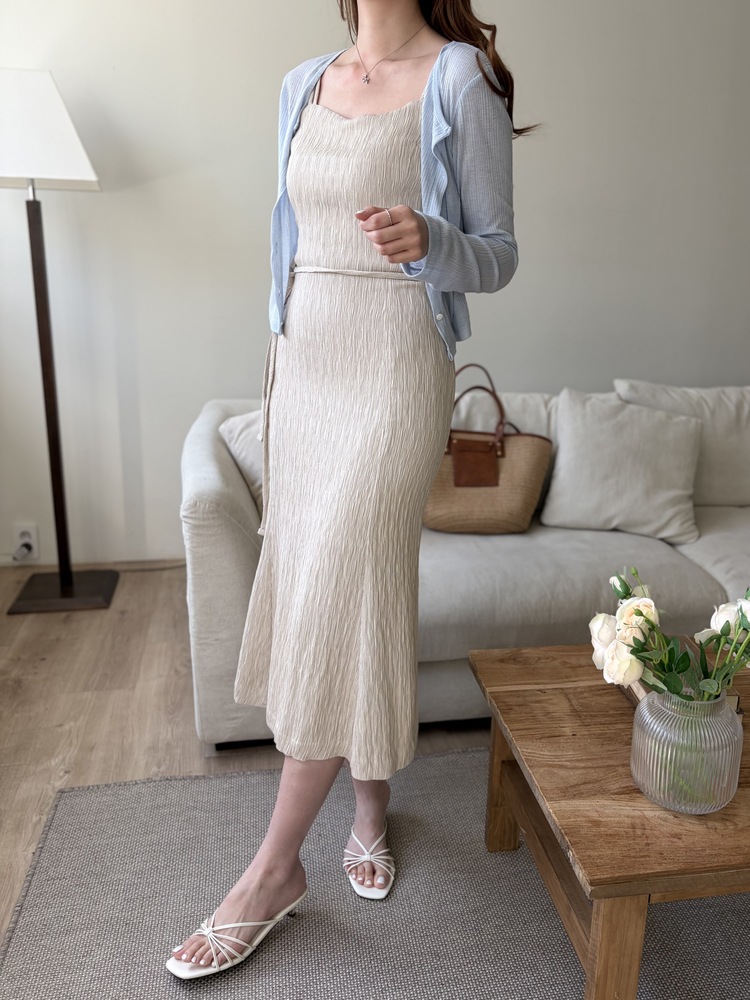 Romance Slim Cami Dress (Beige)