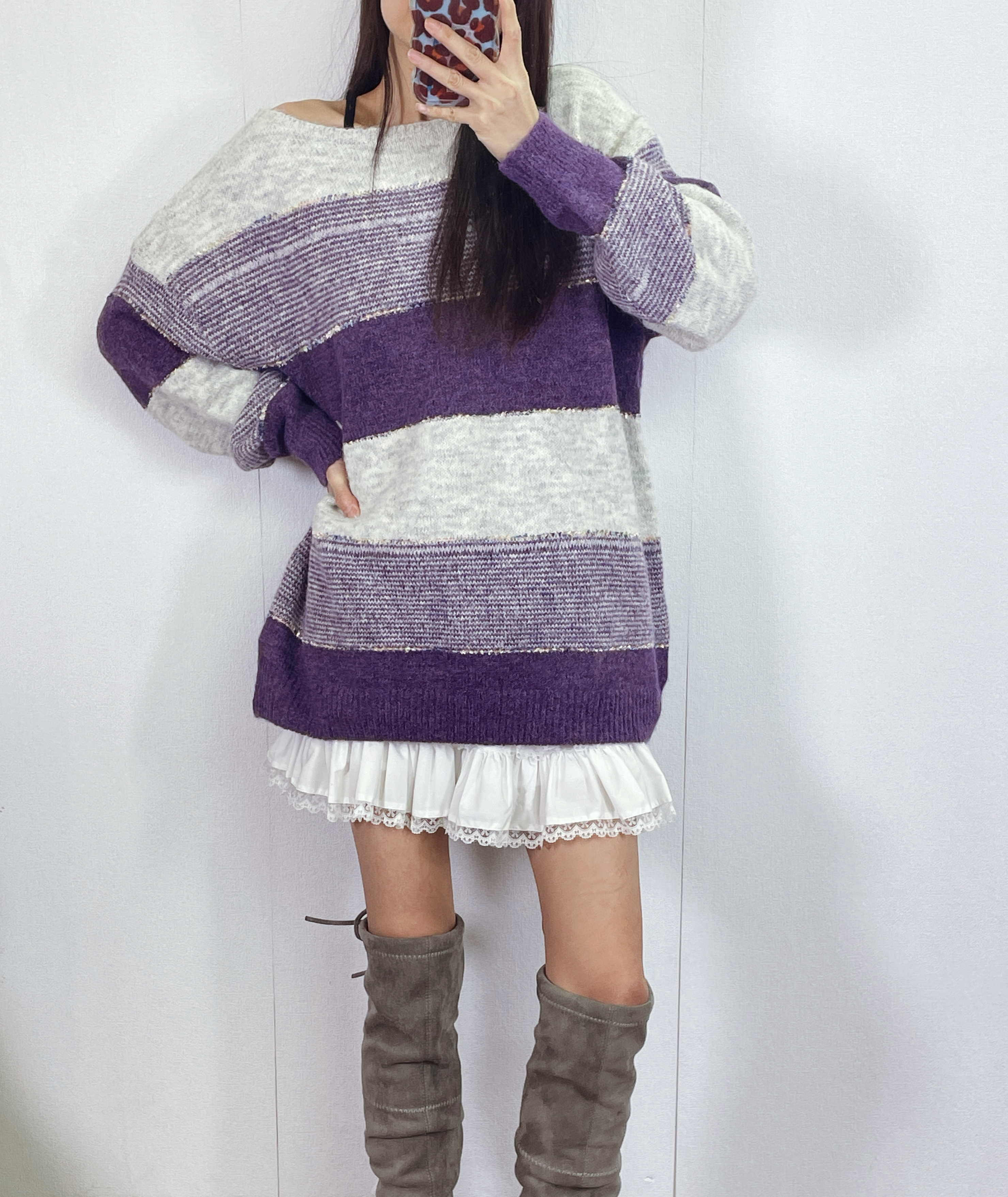 K5525 間色混線長身針織top