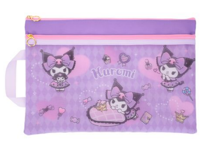 Kuromi F4雙拉鍊布文件袋連手挽