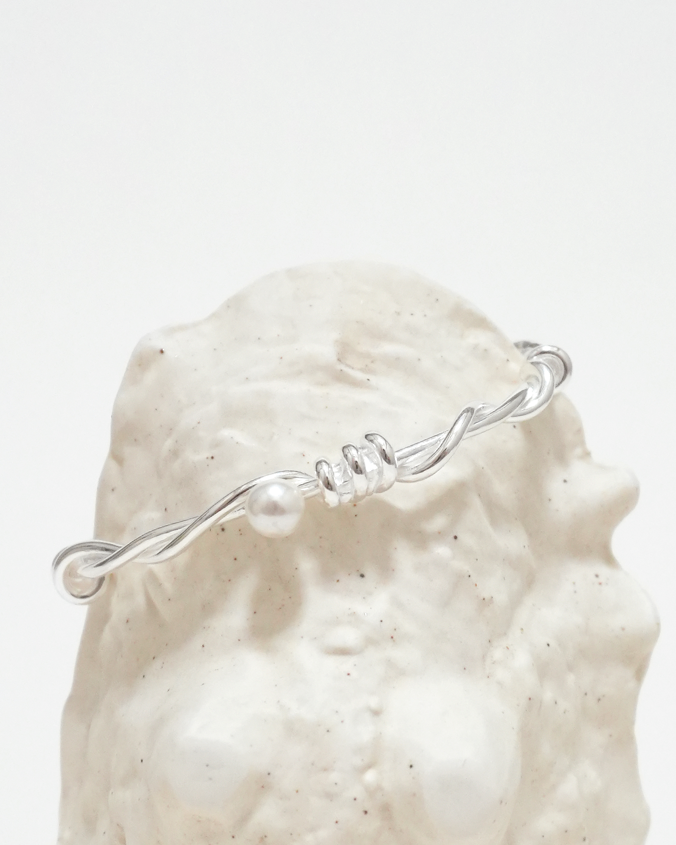 Gentle Twist Pearl Cuff Bracelet