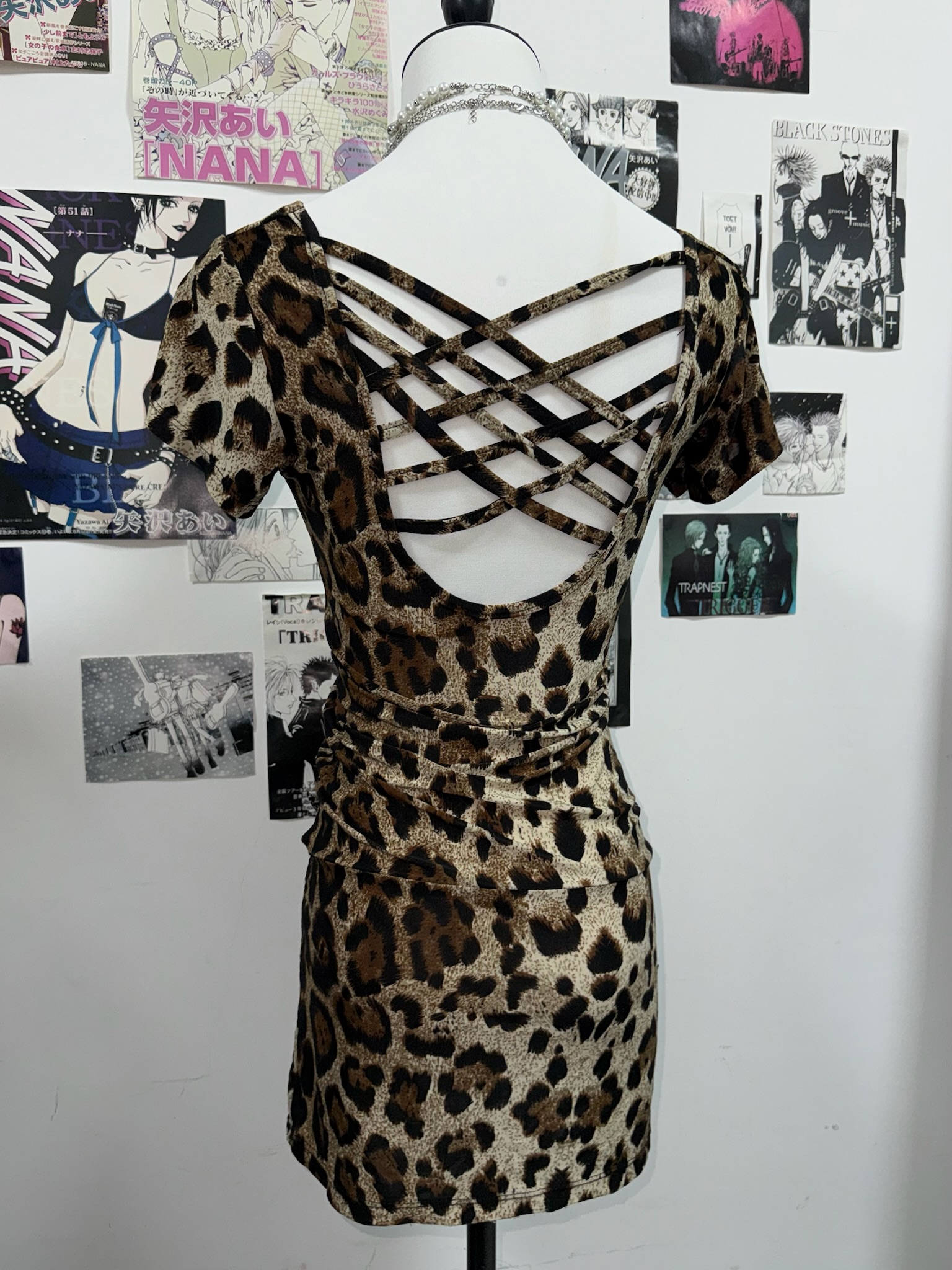Leopard Print Twist Front Mini Dress