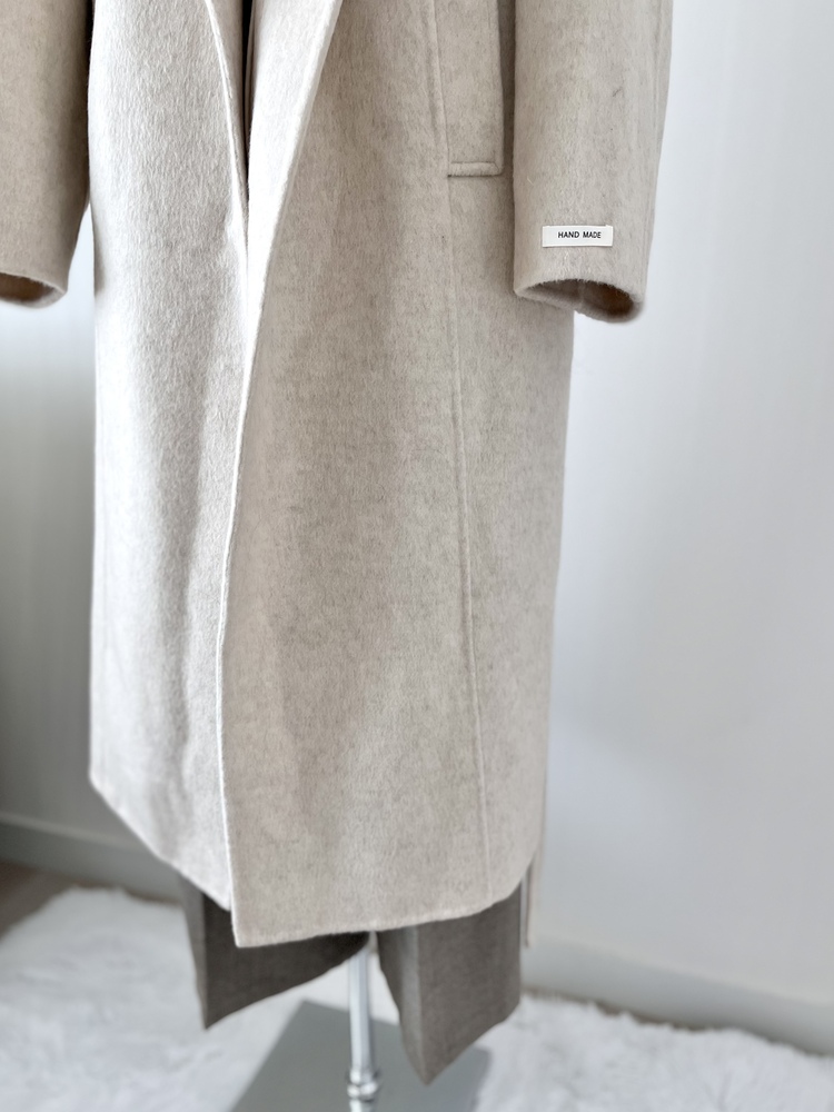 [70% Wool] Parisian Belted Wool Coat (Oat)