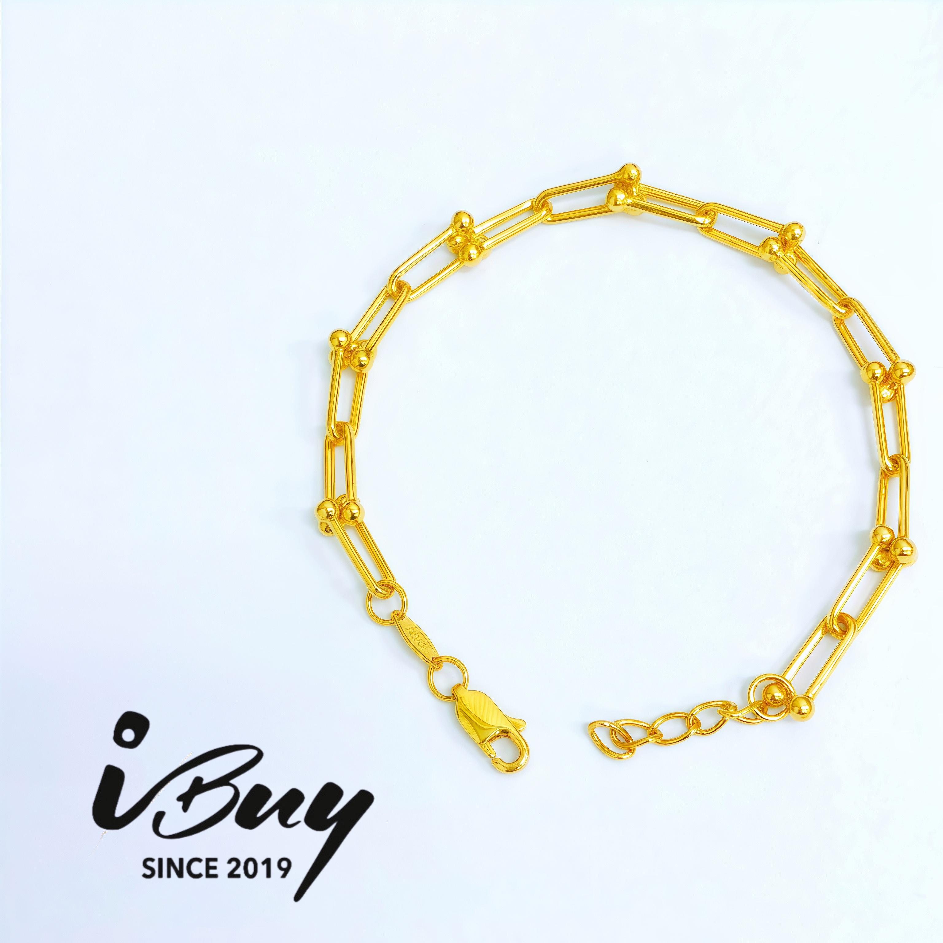 916 GOLD FULL HORSEHOOF BRACELET 916 金 满马蹄扣手链