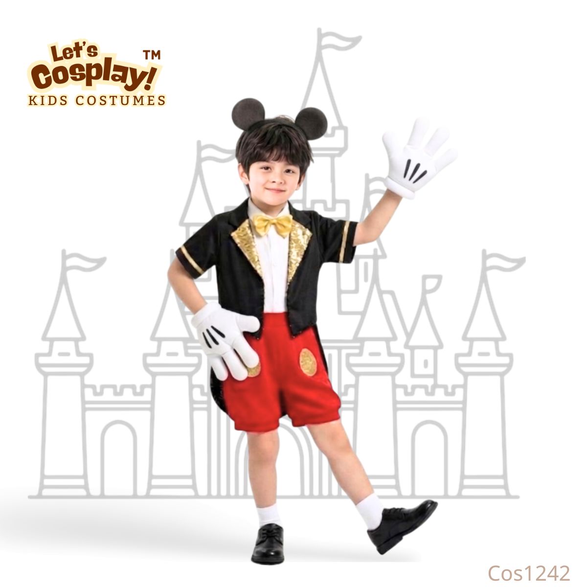 兒童米奇風格黑紅金禮服 迪士尼童話故事服裝 Mickey Mouse Costume｜Lets Cosplay 香港現貨｜COS1242