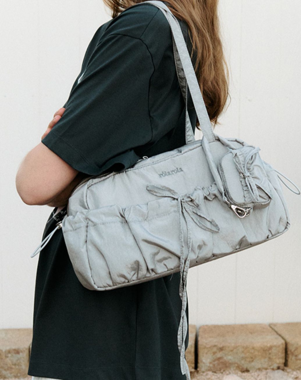 🎀Rolarola 🎀 Ribbon duffle bag grey 原價85000won 獨家折扣優惠 29/3 23:59截單
