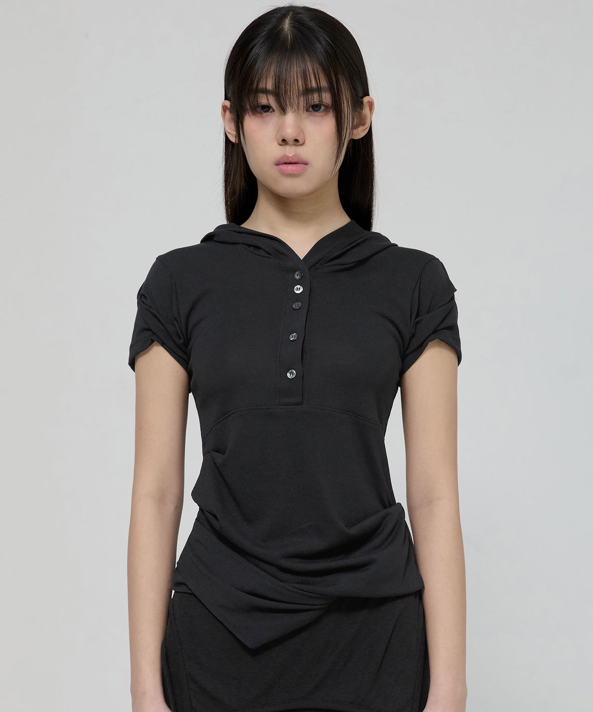 🇰🇷訂購｜FLARE UP 26SS｜Asymmetrical Draped Hoodie 2色 