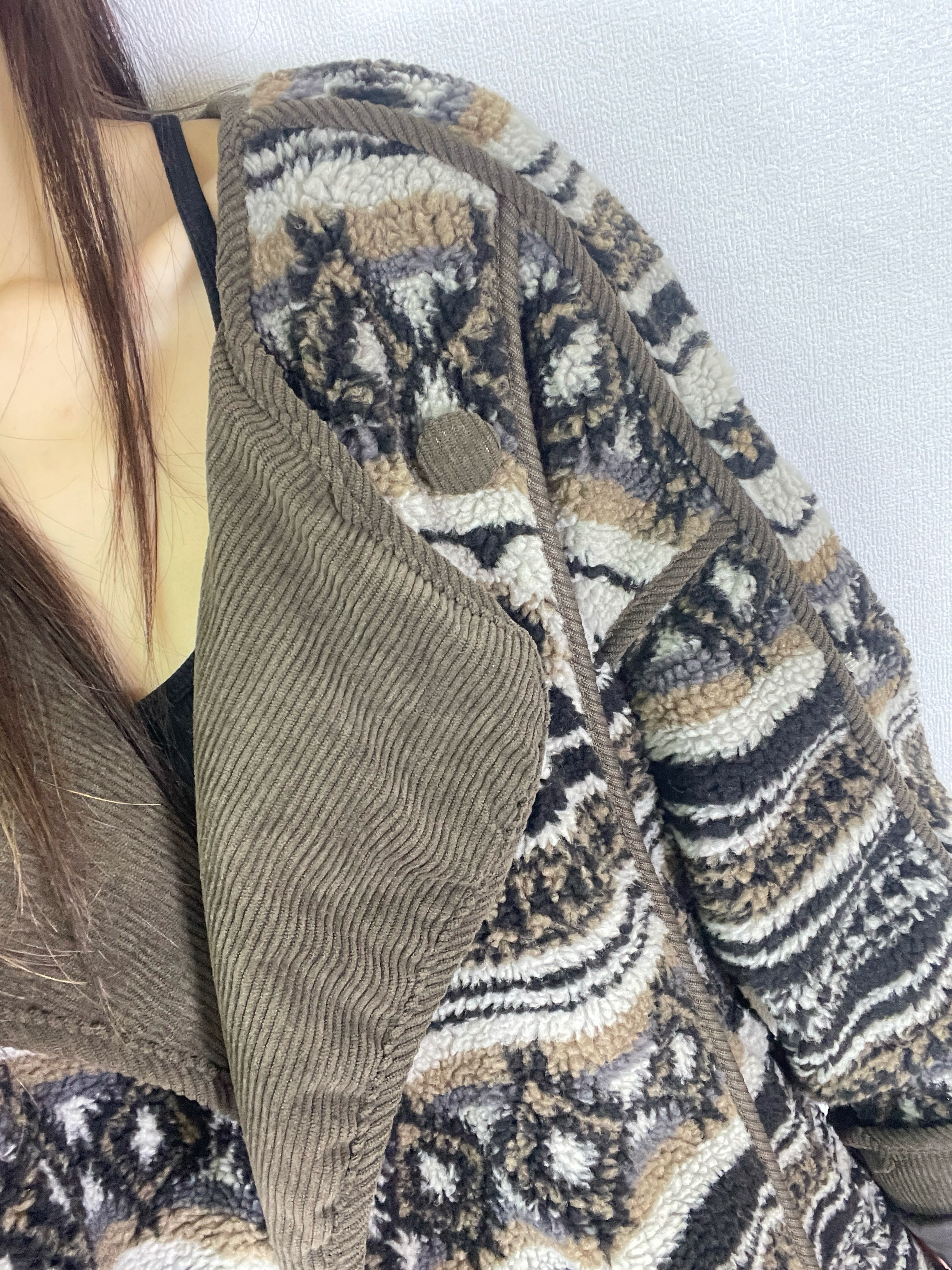 K5547 民族花羊羔毛外套