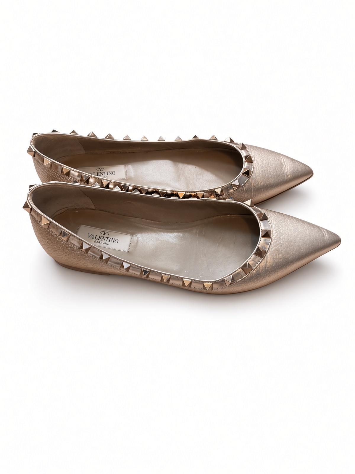 ［Preloved] Valentino Garavani Rockstud rose gold pointed flats