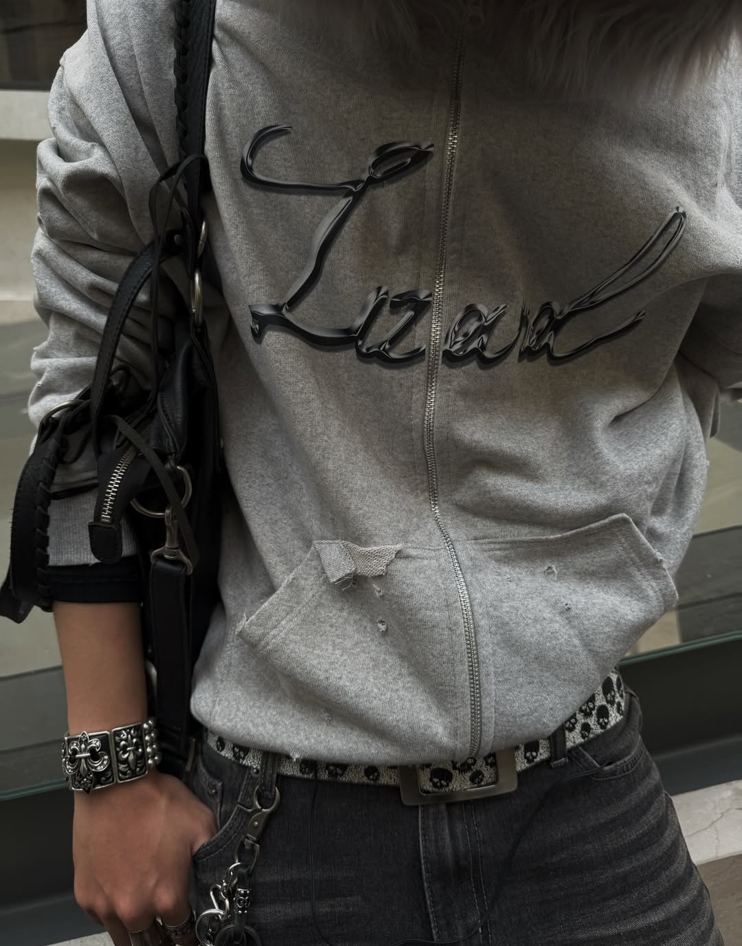 GREY FURY HOODIE ZIP 