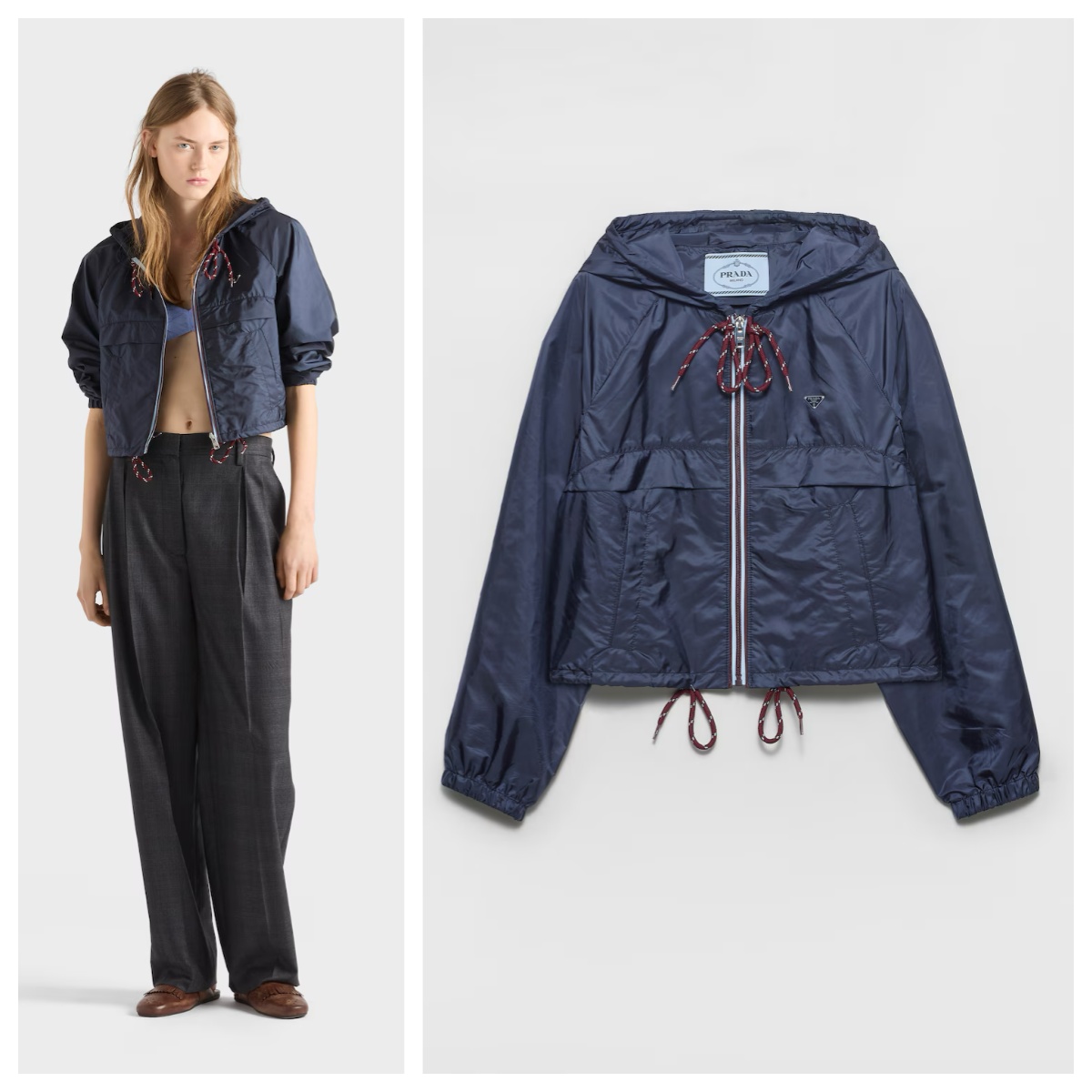 PRADA  Lightweight Re-Nylon連帽拉鍊外套