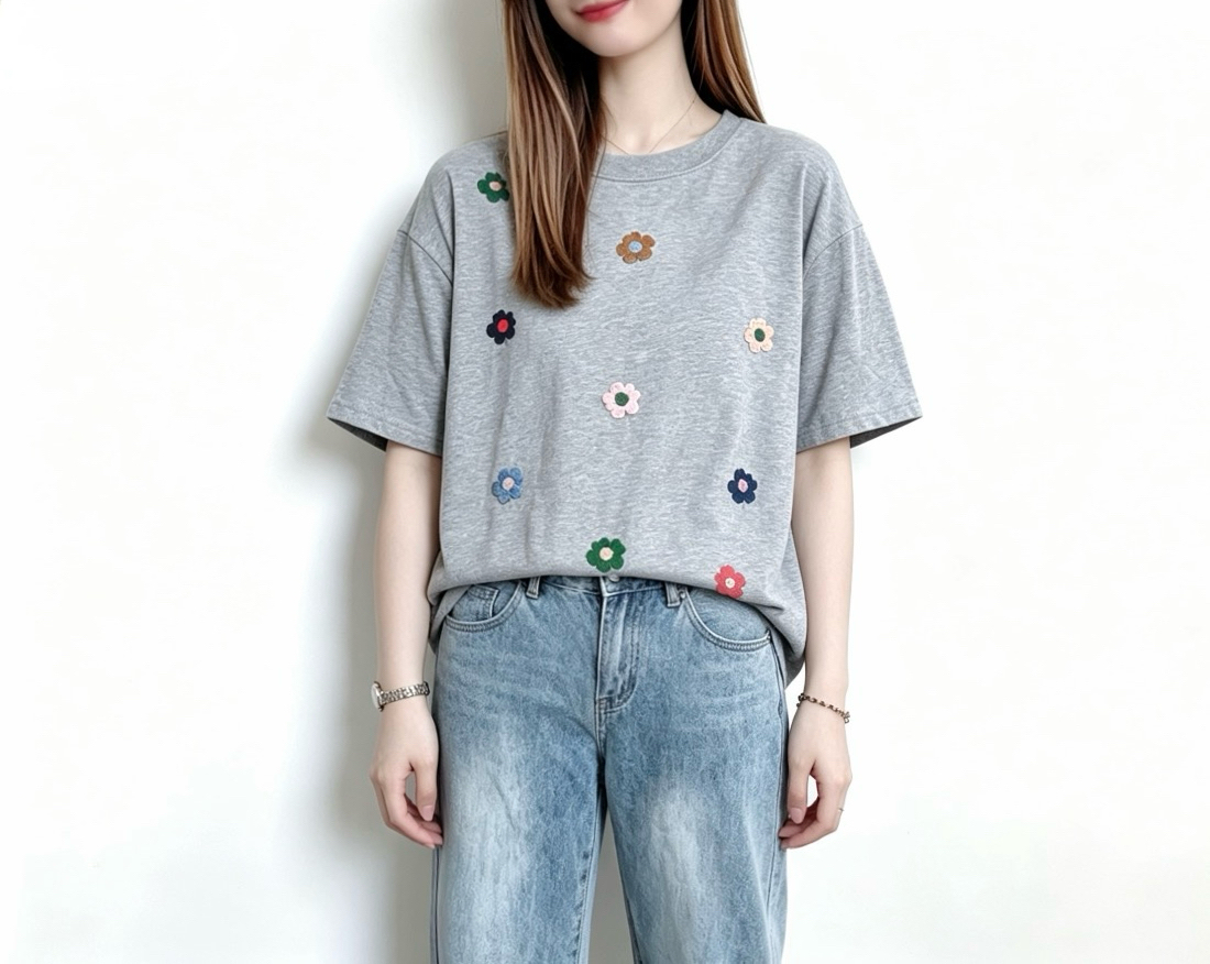 ☀️夏日優惠☀️ 日系刺繡彩花Tee