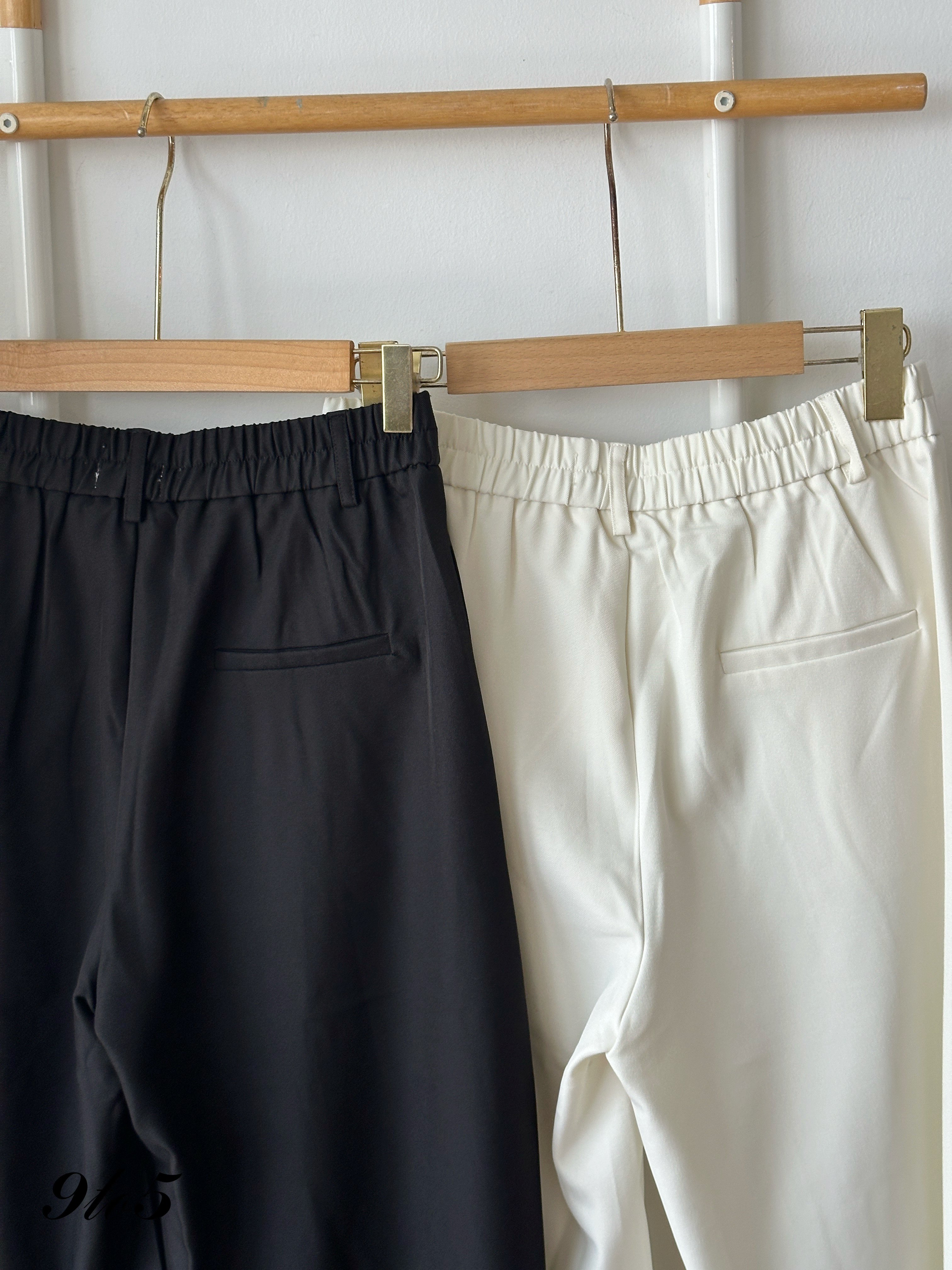 S1987 Wide Leg Long Pants - Black & Cream