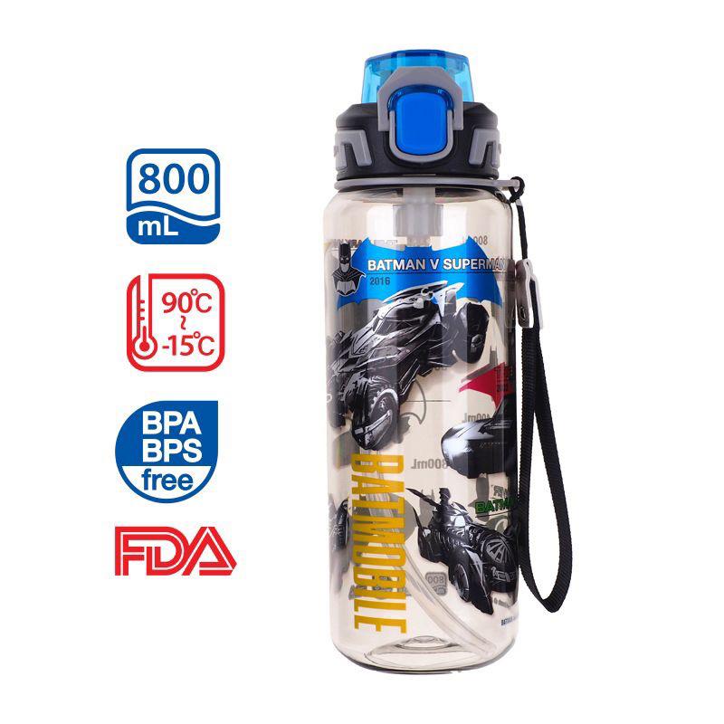 Batman 800ml BPA & BPS Free 膠水樽連可拆式飲管及手繩(B1-8332-1）