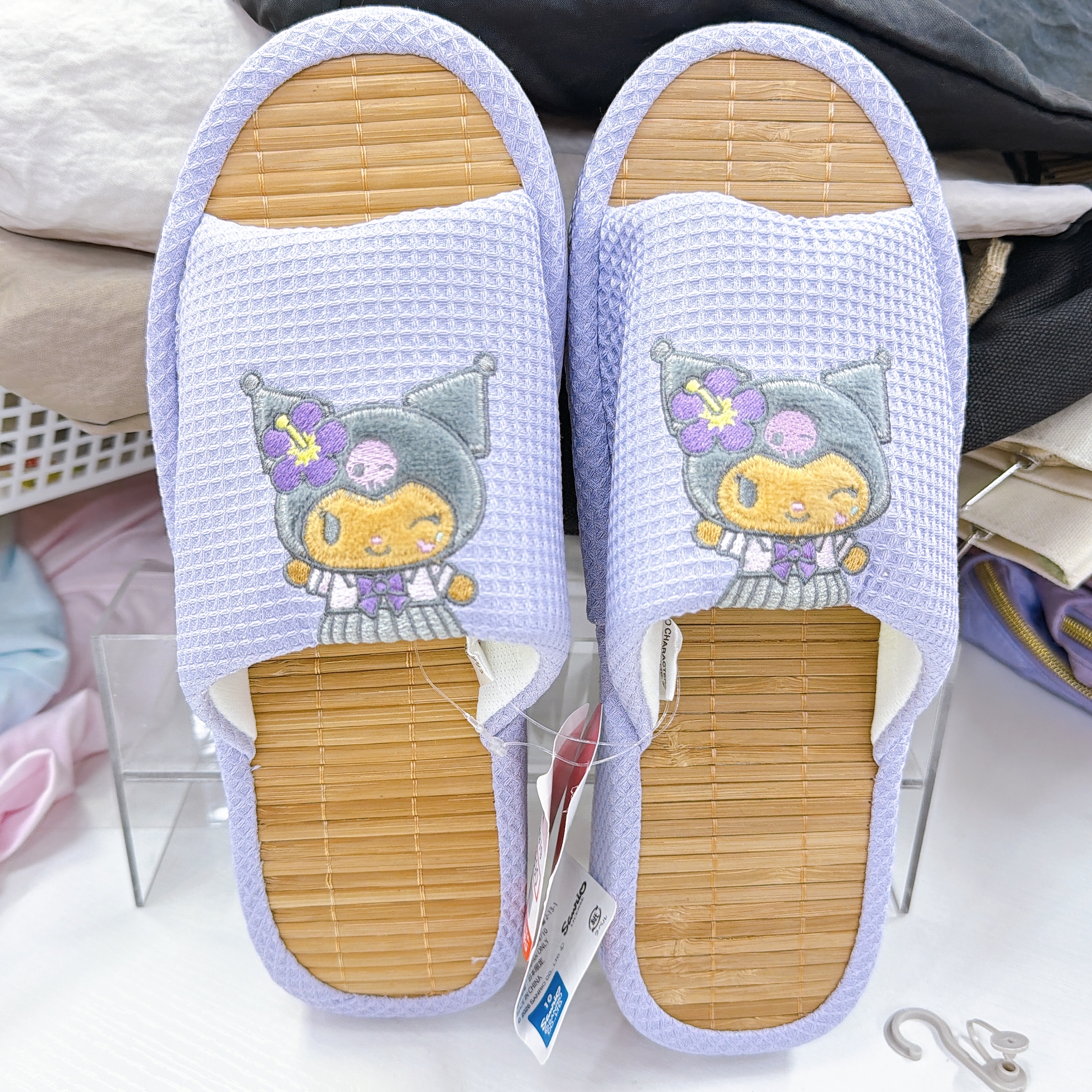 日本直送sanrio kuromi 23至25cm竹蓆拖鞋