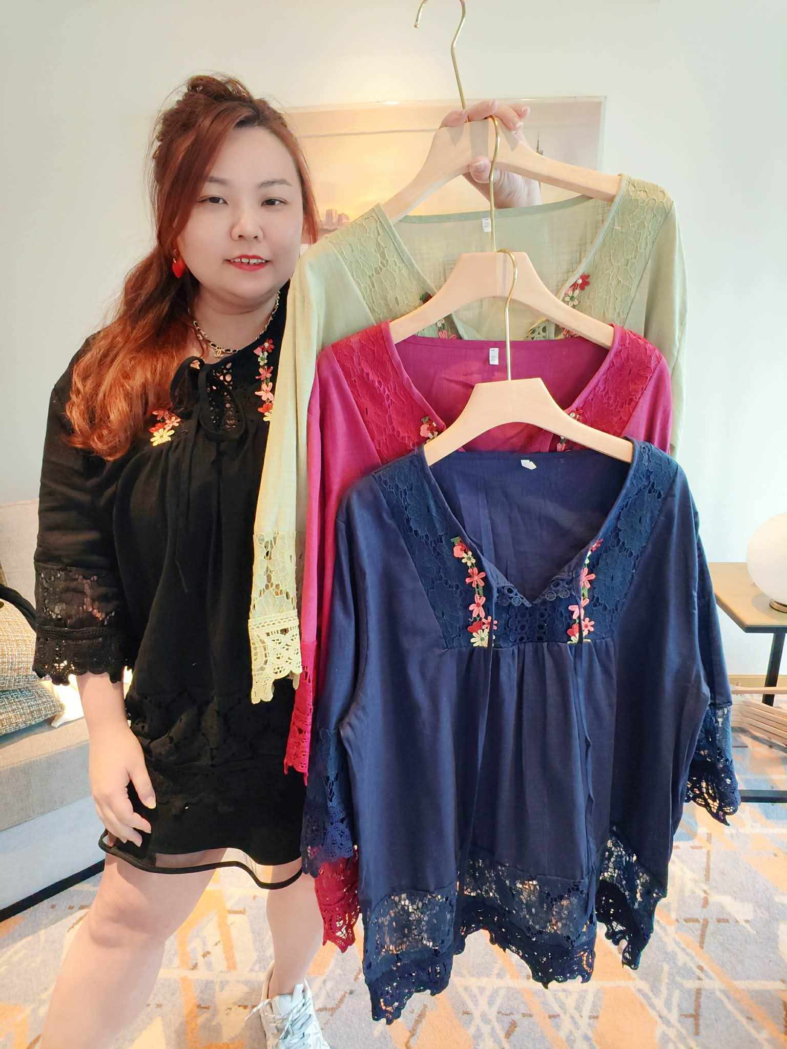 YCG08 8865 波希米亚刺绣蕾丝镂空上衣