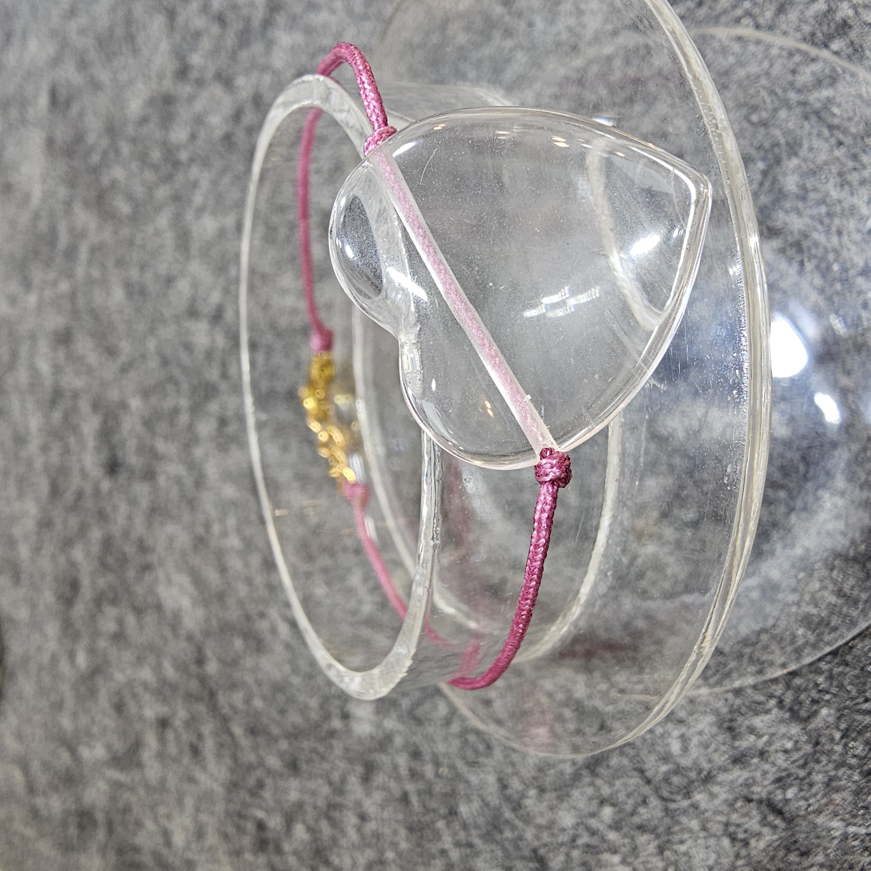 白水晶心形織繩手鏈