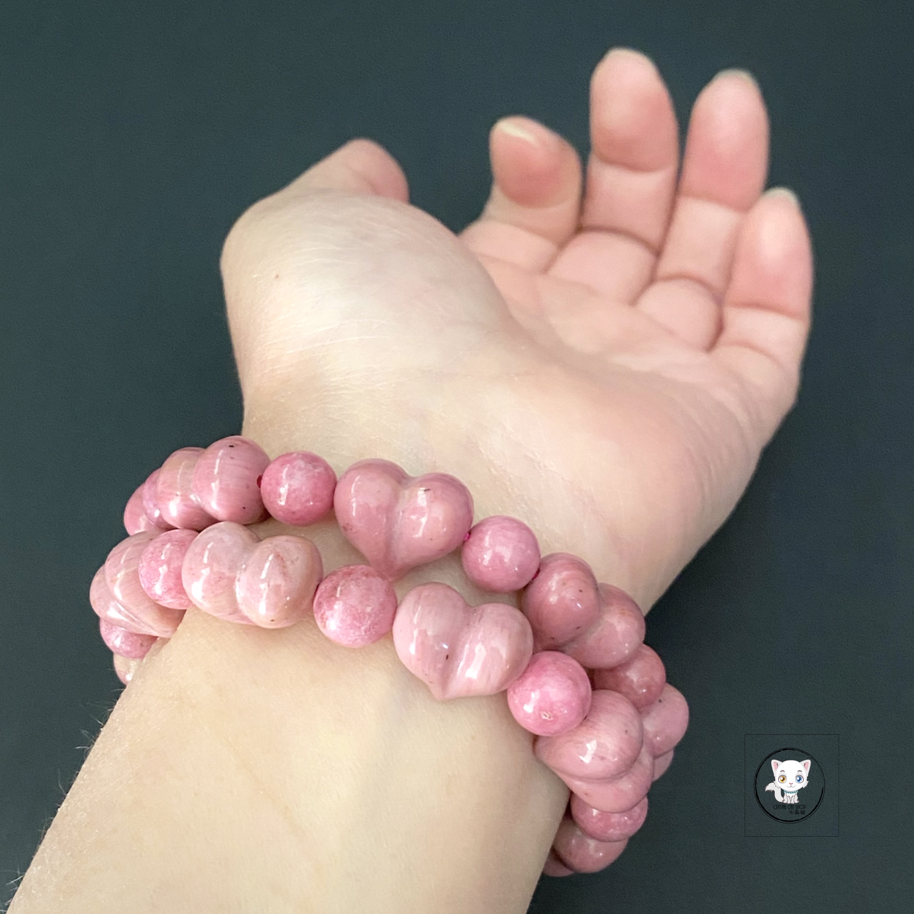 薔薇輝石愛心手鏈 13.5mm