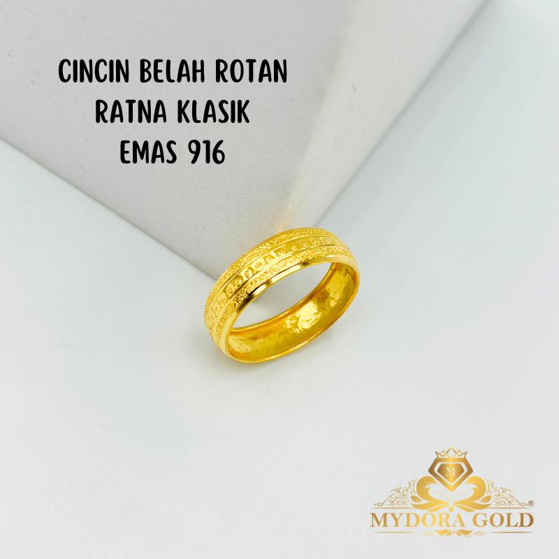 MYDORA Cincin Belah Rotan Ratna Klasik l EMAS 916/22K