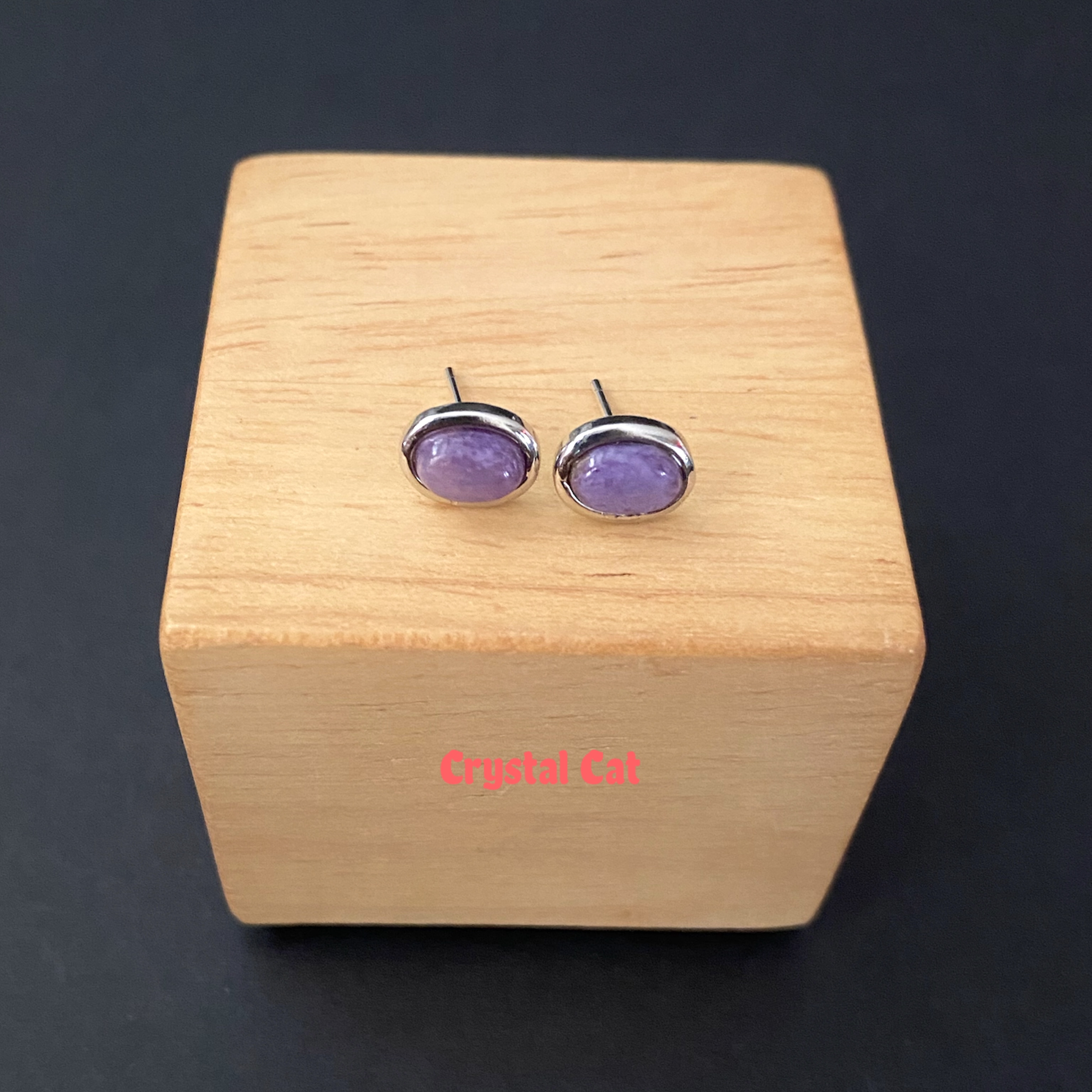 紫龍晶純銀耳釘 7mm