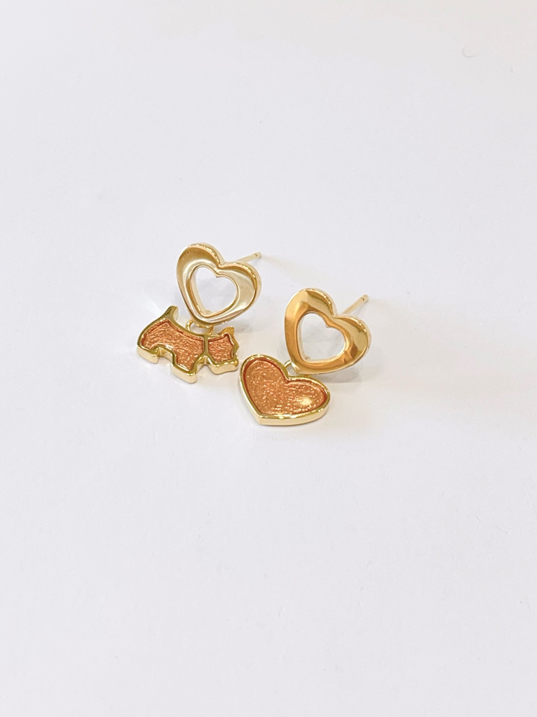 小清新不规则小狗爱心卡通耳环