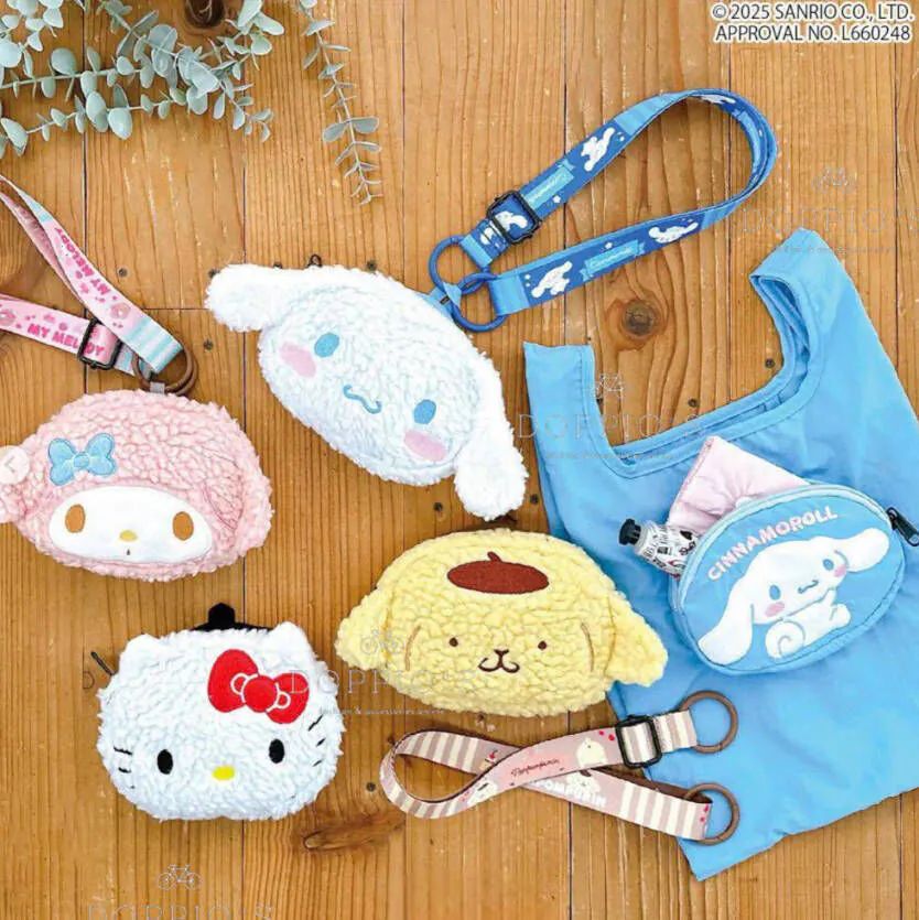 $75件。2件起$65件。Sanrio x Rootote收納環保袋連長帶