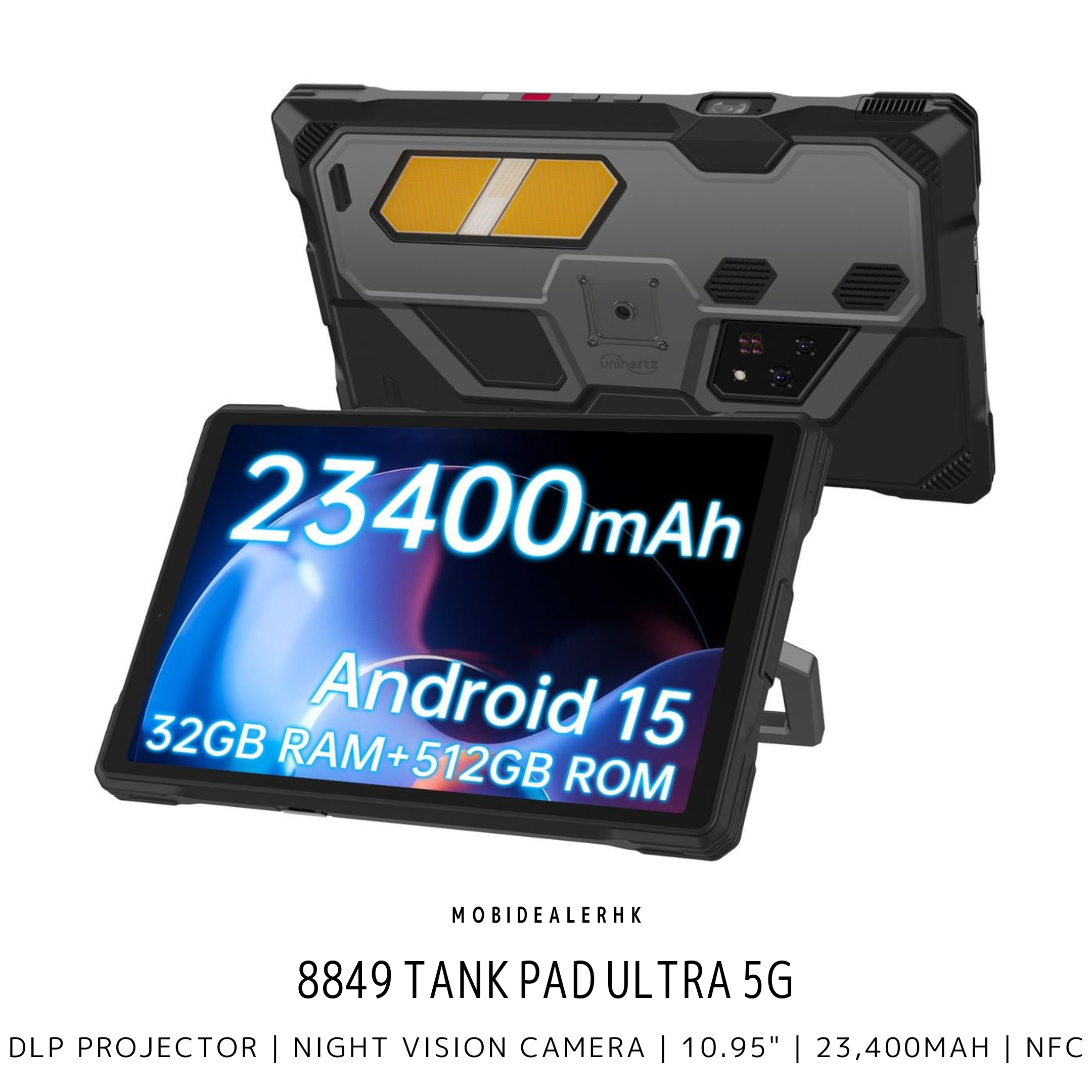 8849 Tank Pad Ultra | 5G | 三防平板電腦 | 投影儀 | 夜視鏡 | 10.95" | 23,400mAh | NFC | 3咭槽