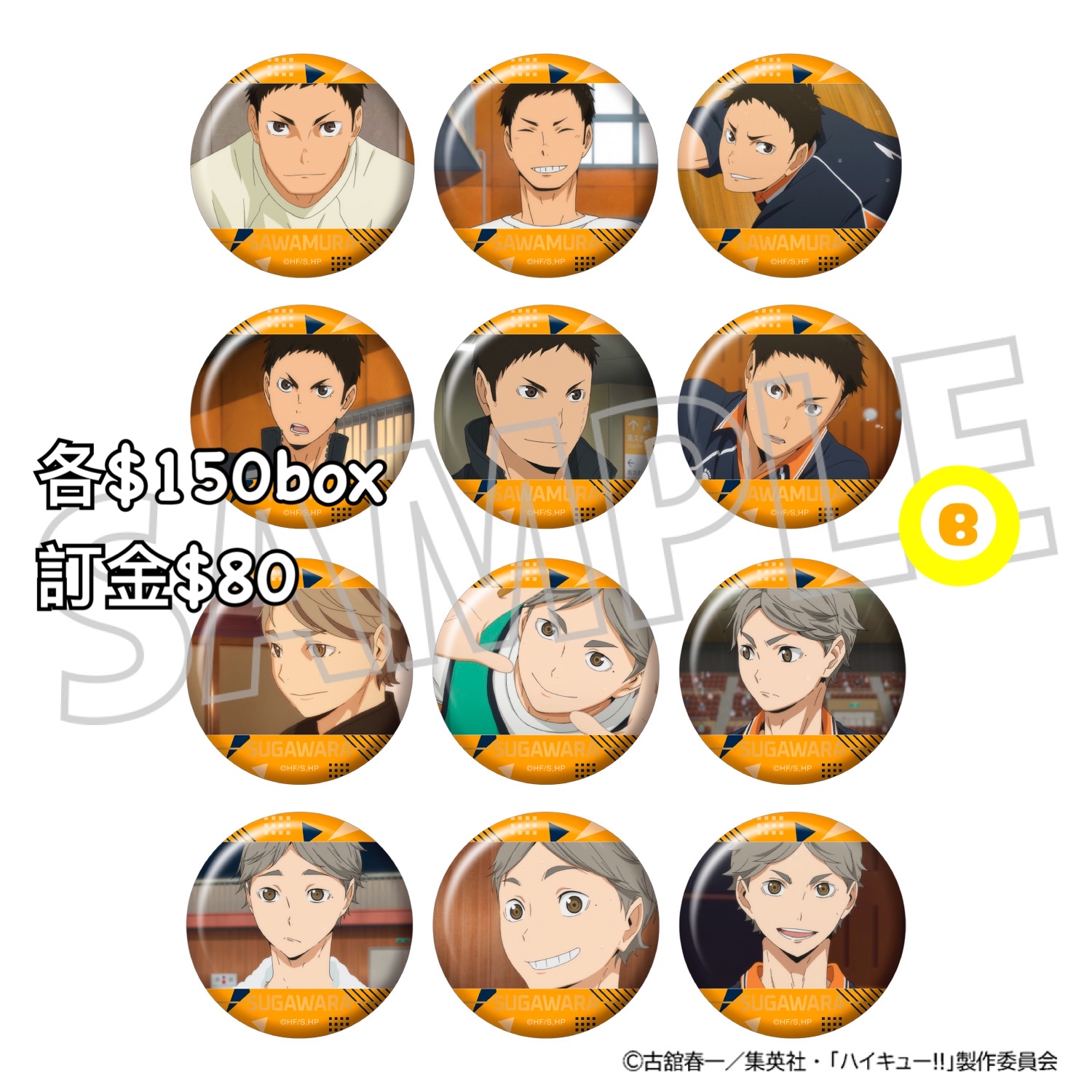 Preorder預訂6/2026年排球少年角色襟章原盒